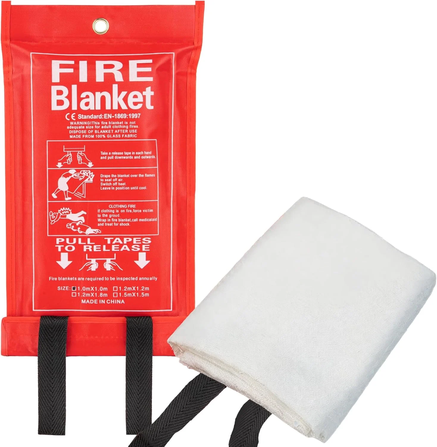 پتو اطفاء حریق RAINFLOW سایز 40 اینچ - پتو نجات اضطراری برای خانه و آشپزخانه، پتو آتش نشانی فایبرگلاس برای خانه، دفتر، ماشین، انبار، کباب پز، لوازم ضروری کمپینگ، ایمنی بقا