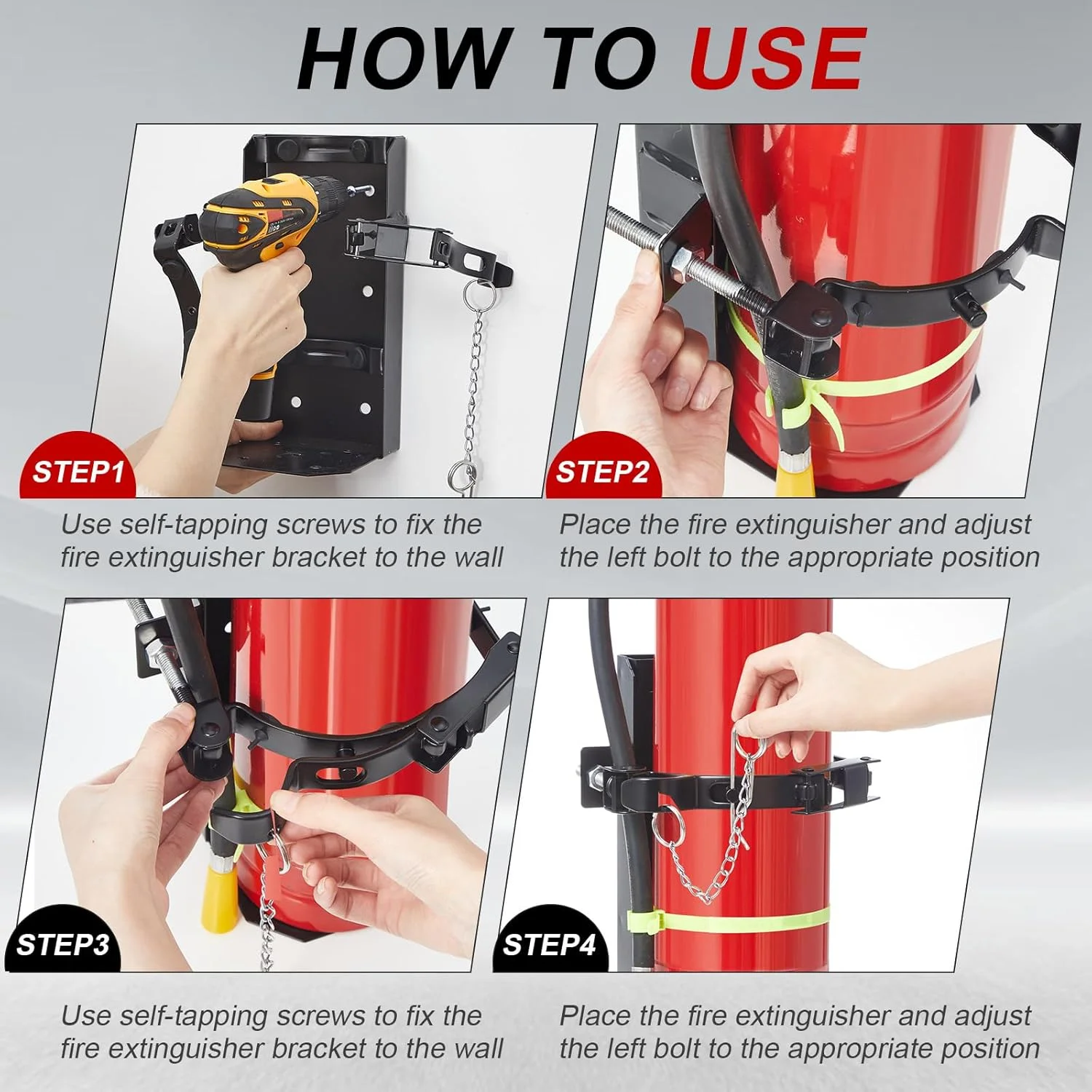 نگهدارنده کپسول آتش نشانی فلزی زونون، مناسب برای نصب دیواری در خانه، خودرو و کامیون، سایز کوچک، متوسط و بزرگ، مشکی (مناسب برای کپسول 4.5 کیلوگرمی)