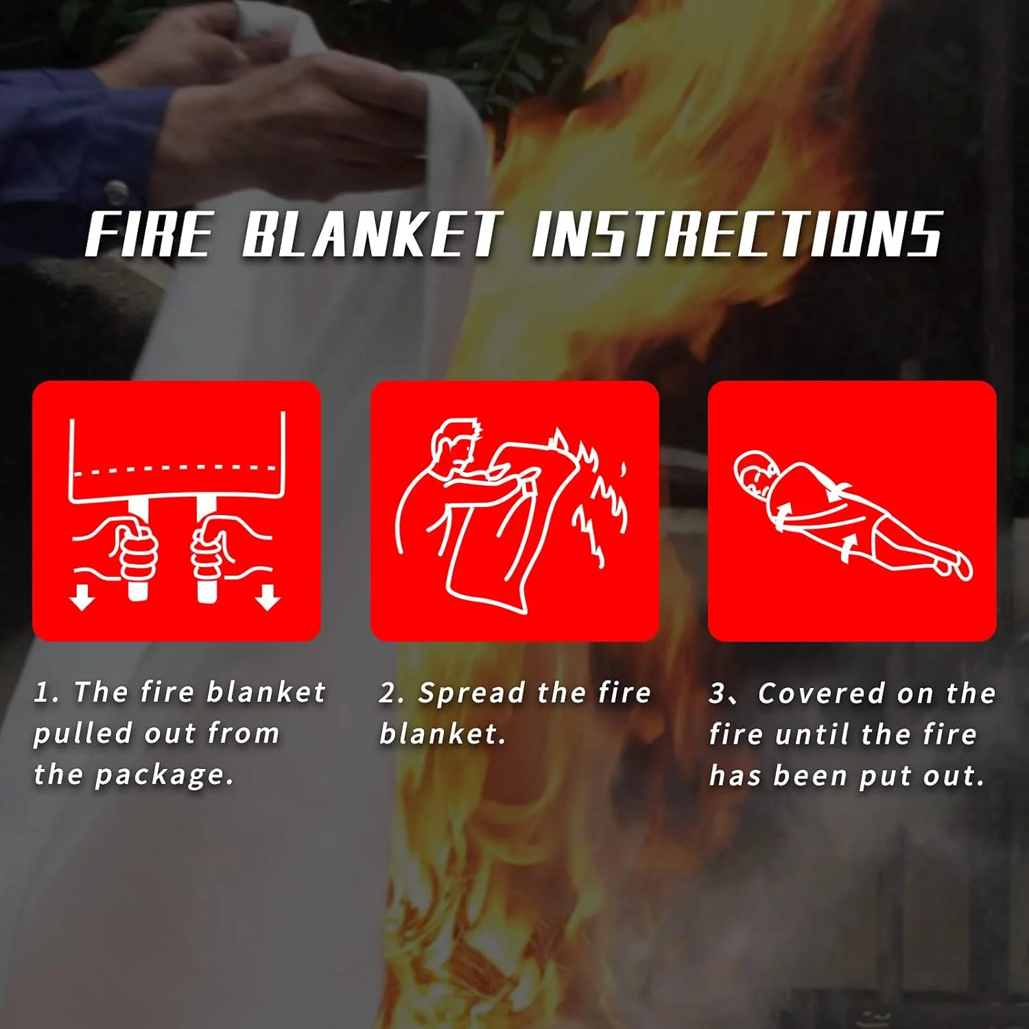 پتوی آتش نشانی عمومی 4 عددی، پتوی اطفاء حریق اضطراری برای افراد، پتوی ایمنی مقاوم در برابر آتش، پتوی ضد حریق خانگی آشپزخانه، سفید