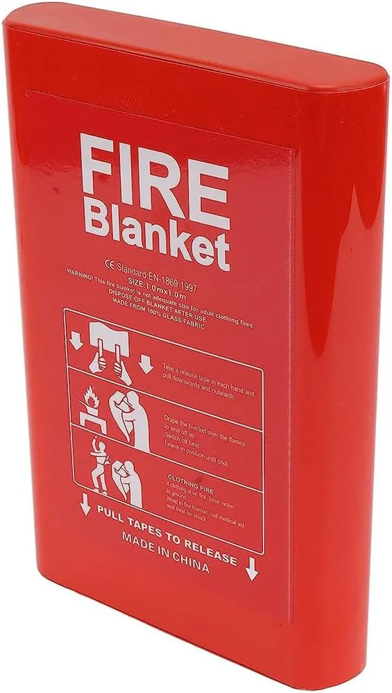 پتو اطفاء حریق YU WELL برای خاموش کردن اضطراری آتش، لایه بندی شده با فایبرگلاس، پوشش 100% مقاوم در برابر آتش برای خانه، آشپزخانه، اداره، محیط های صنعتی و تجاری. (1 عدد، جعبه سخت 4ft X 4ft)