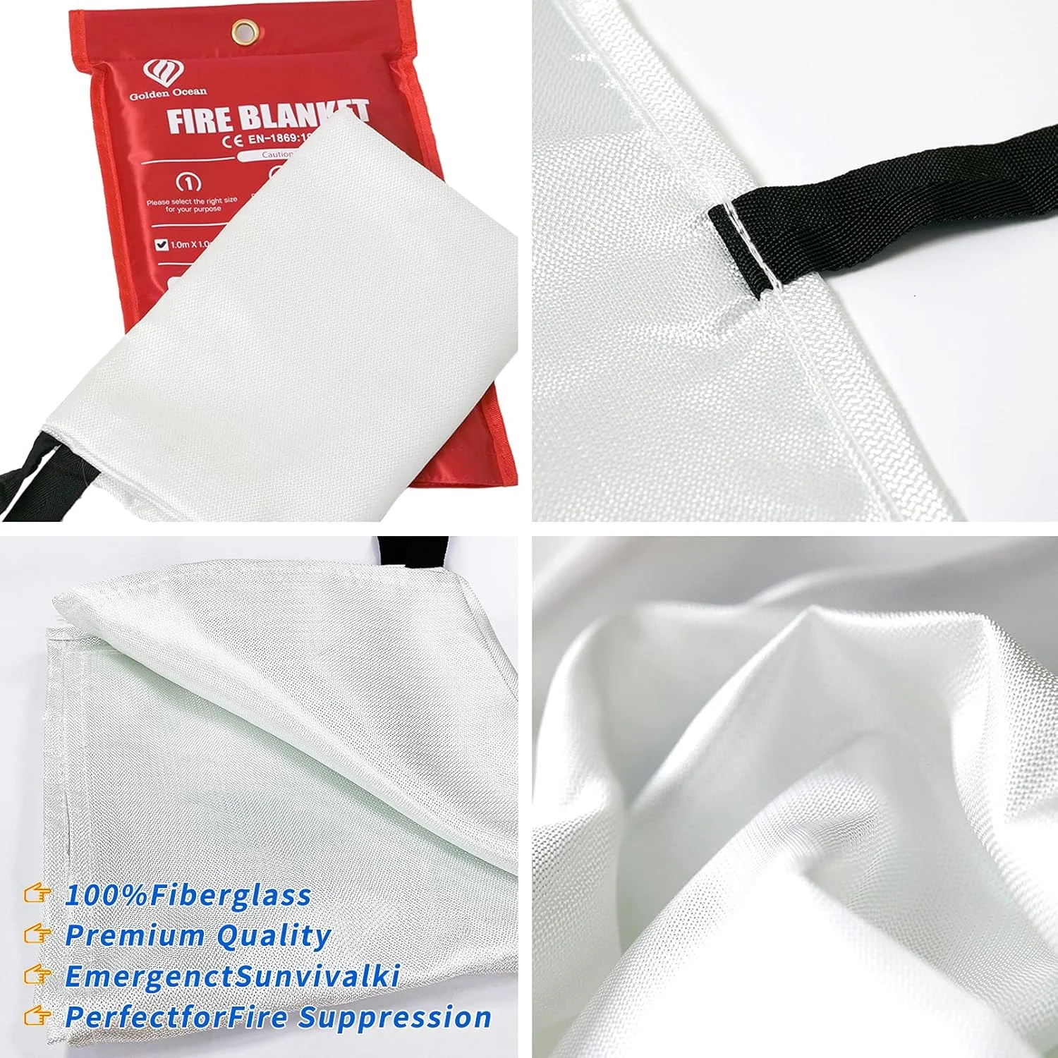 پتو آتش نشانی عمومی برای منزل سایز XL، پتو آتش نشانی اضطراری برای افراد 2 عدد 120x180 سانتی متر، 2 عدد قلاب و 2 عدد دستکش، پتو ایمنی مقاوم در برابر شعله برای دفتر کار 120x180 سانتی متر
