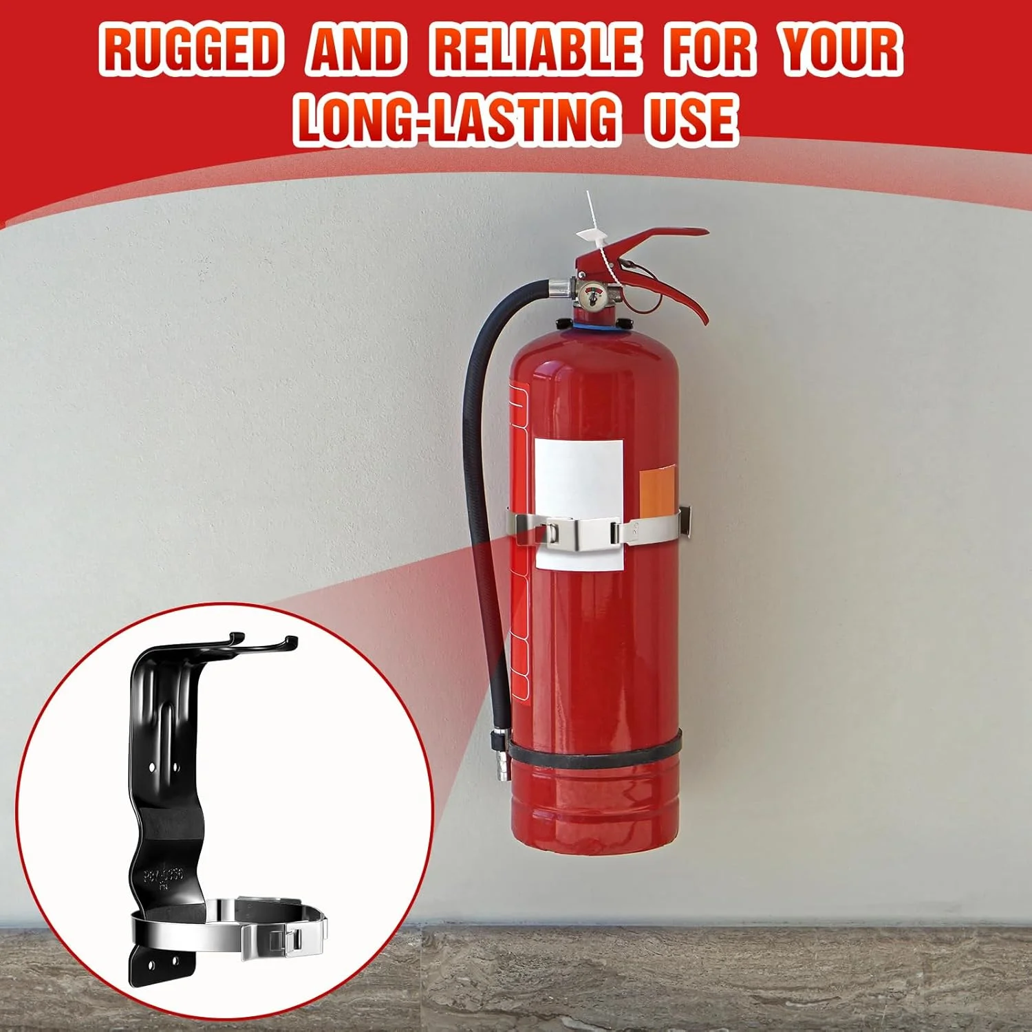 بسته 2 عددی بست نگهدارنده کپسول آتش نشانی Therwen، پایه دیواری استیل ضد زنگ 5 پوندی برای کپسول آتش نشانی، مناسب برای خانه، کامیون، خودرو، مشکی