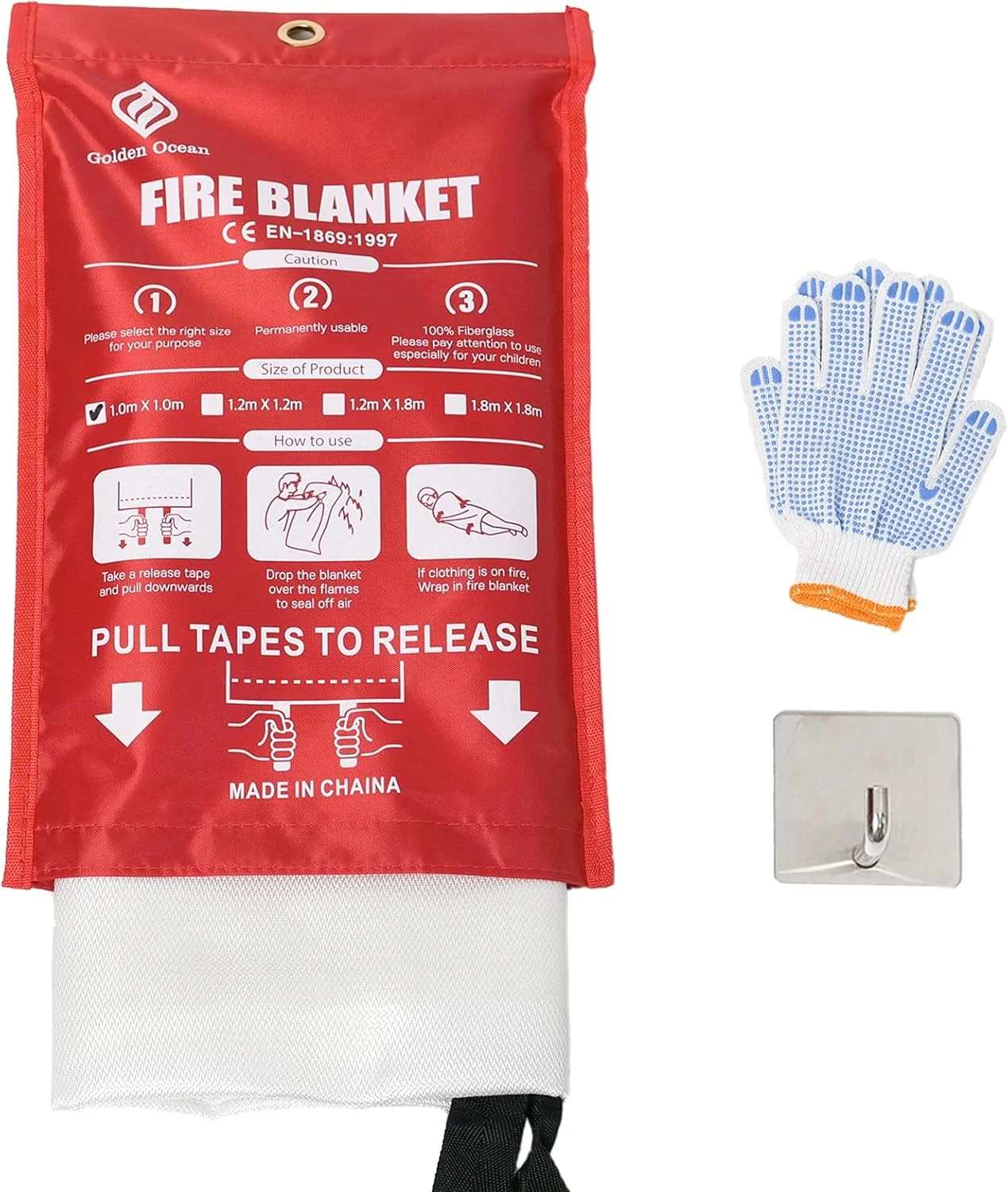 پتو آتش نشانی Avantaway، پتوهای مهار آتش اضطراری برای افراد، پتوی ایمنی مقاوم در برابر حریق، پتوی ضد حریق خانگی برای آشپزخانه