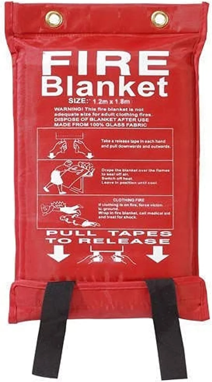پتوی آتش نشانی فایبرگلاس 1.2 متر در 1.8 متر، پتوی اطفاء حریق اضطراری، پتوی مقاوم در برابر شعله، پوشش ایمنی بقا اضطراری برای خانه، آشپزخانه، کمپینگ، شومینه، ماشین، RV، قایق