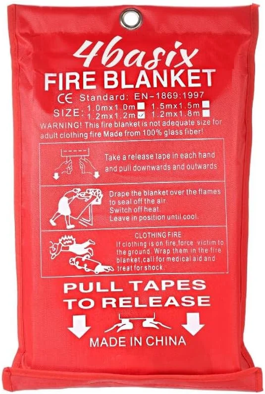 پتو نجات فایبرگلاس 4basix برای بقا در شرایط اضطراری، اطفاء حریق، پناهگاه ایمنی، سپر محافظ، اندازه 1.2 در 1.2 متر، نوع پاکتی (بسته 1 عددی)