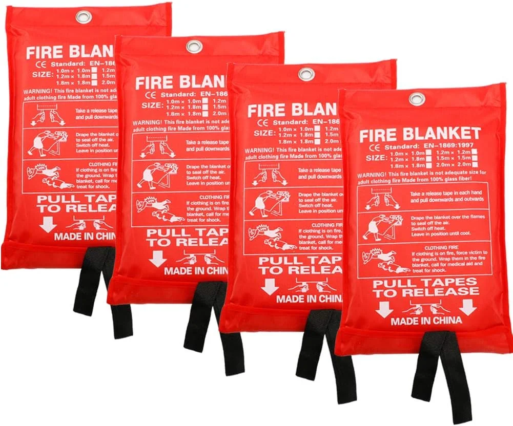 پتو اطفاء حریق، پتو ضد حریق، محافظت مقاوم در برابر شعله و عایق حرارتی پتو فایبرگلاس برای بقای اضطراری برای آشپزخانه، شومینه، گریل، ماشین، کمپینگ 39.3×39.3 اینچ