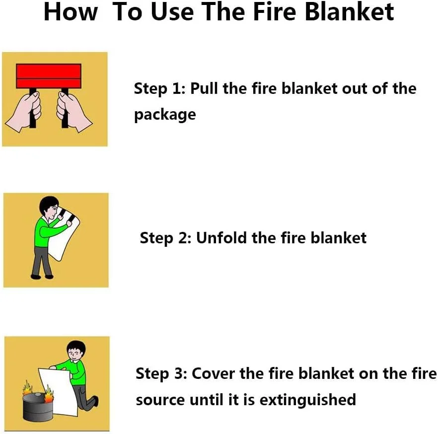 پتو اطفاء حریق، پتو ضد حریق، محافظت مقاوم در برابر شعله و عایق حرارتی پتو فایبرگلاس برای بقای اضطراری برای آشپزخانه، شومینه، گریل، ماشین، کمپینگ 39.3×39.3 اینچ