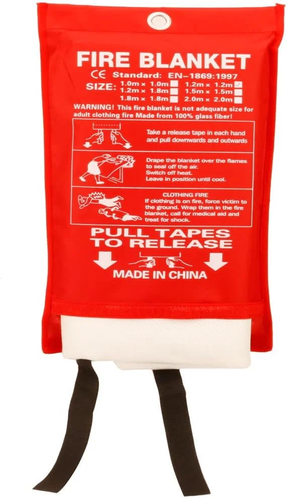 پتو اطفاء حریق Aksipo، پتو مقاوم در برابر آتش فایبرگلاس، پوشش ایمنی بقا در مواقع اضطراری برای آشپزخانه، منزل، خانه، ماشین، اداره، انبار، 2 عدد (150x150 سانتی متر)