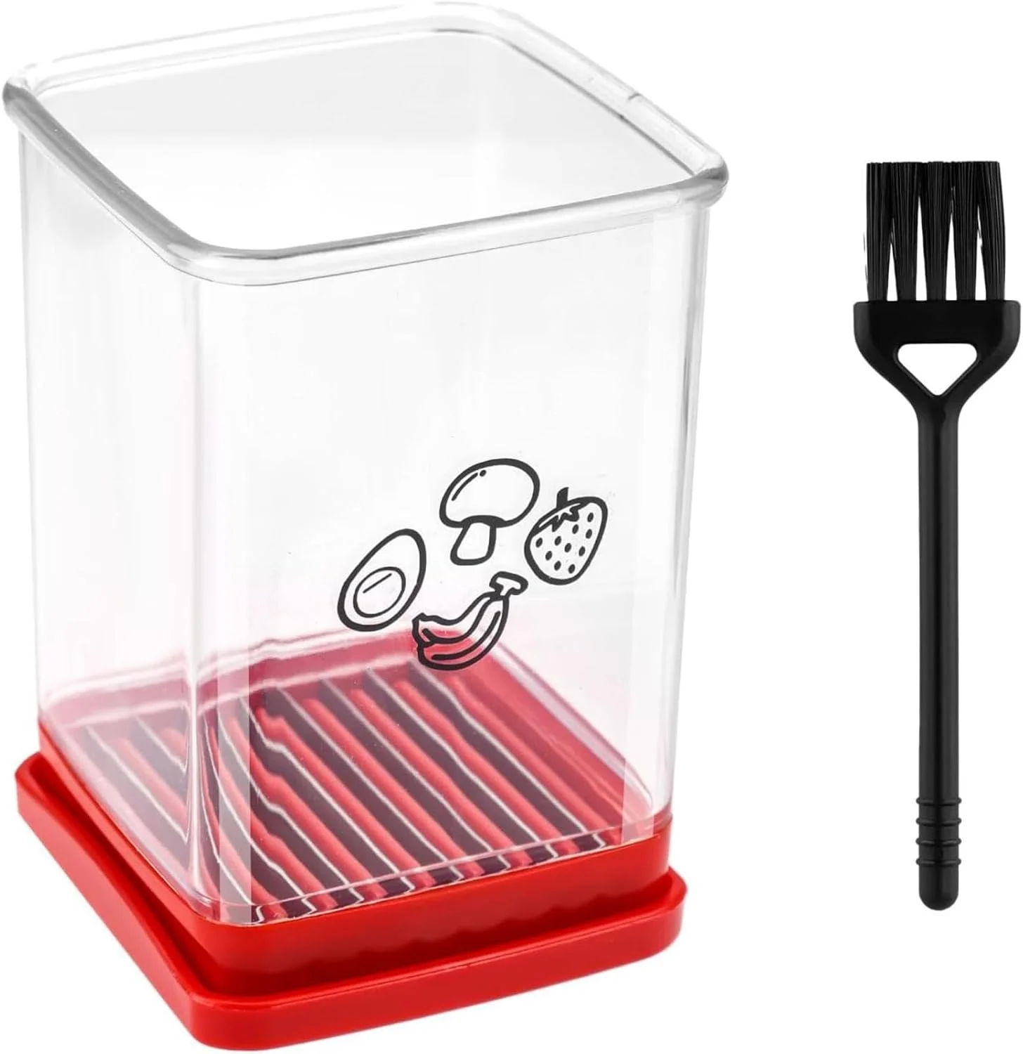 لیوان برش میوه 3 در 1 Yelajoy - برش دهنده استیل ضد زنگ آشپزخانه برای توت فرنگی/موز/انگور/تخم مرغ (همراه با برس)