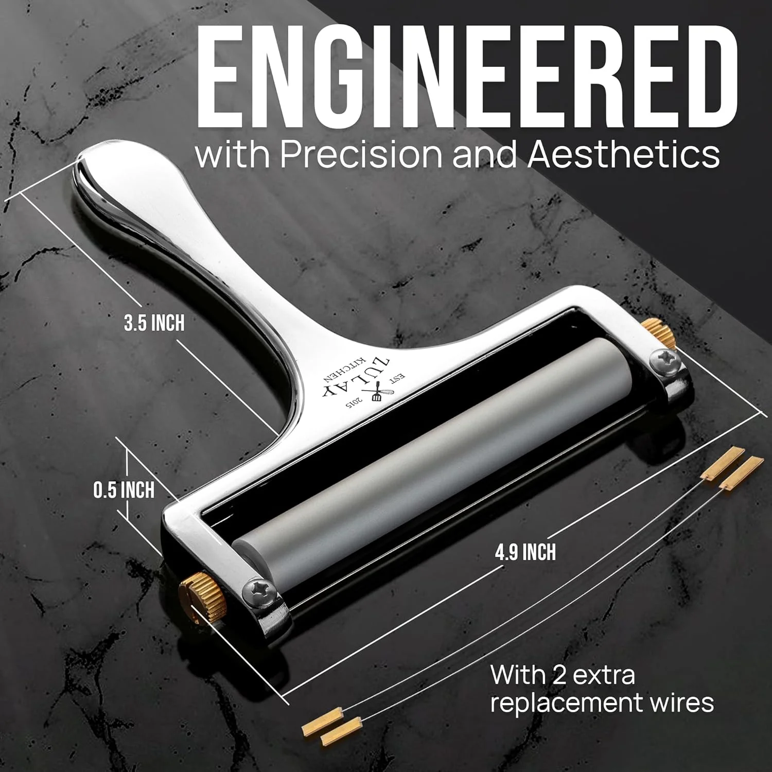 برش زن پنیر زولای کیچن با ضخامت قابل تنظیم - برش زن پنیر استیل ضد زنگ سنگین با سیم - برش زن پنیر سیمی ممتاز برای پنیرهای نرم و نیمه سخت - دارای 2 سیم اضافی