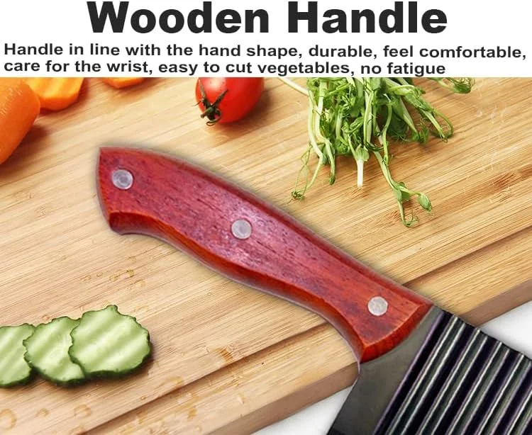 برشگر سیب زمینی کنگره ای یوکابا، استیل ضد زنگ، برش دهنده سیب زمینی سرخ کرده موج دار، خردکن دستی، چاقوی خردکن سالاد سبزیجات، ابزار برش تیغه موجی آشپزخانه خانگی، مشکی (بسته 1 عددی)