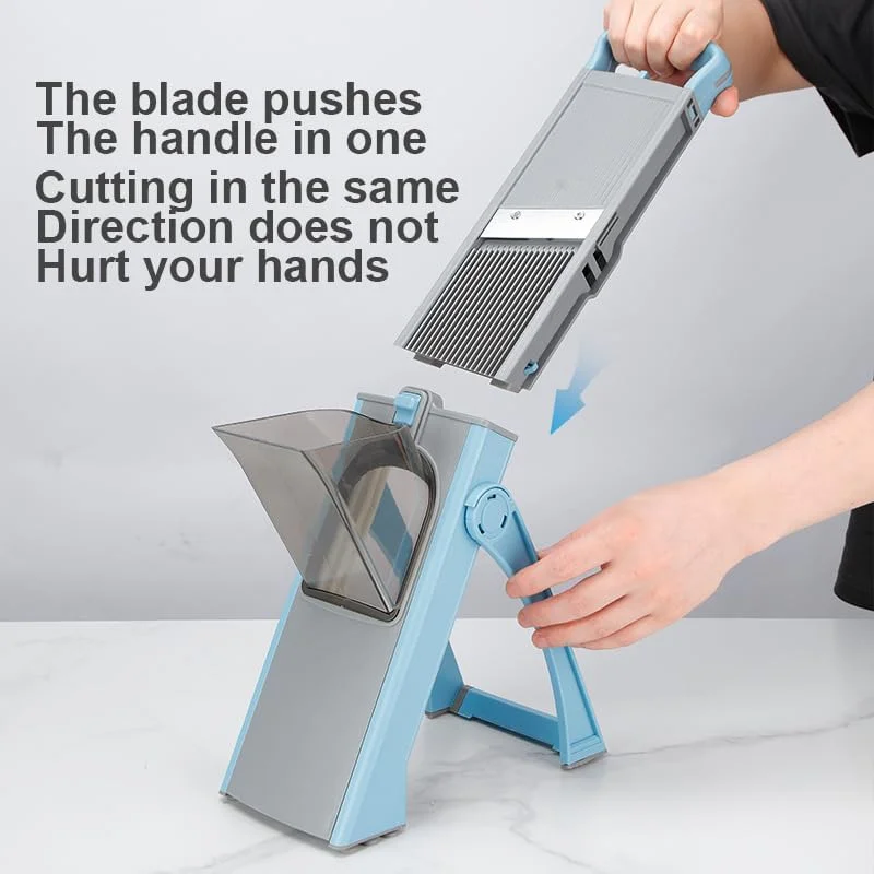 خردکن سبزیجات Pyhlhy، اسلایسر ایمن ماندولین با ضخامت قابل تنظیم، خردکن پیاز، برشگر و خردکن چند منظوره سبزیجات برای سیب زمینی و گوجه فرنگی، خردکن سریعتر سالاد آشپزخانه با ظرف