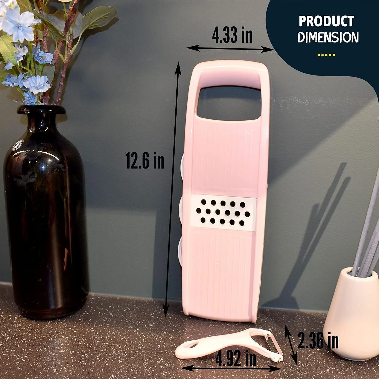 دستگاه برش سبزیجات، ورقه کن سیب زمینی، اسلایسر سبزیجات، اسلایسر چند تیغه ای چیپس، رنده و پوست کن ژولین 5 در 1 برای آشپزخانه، صورتی