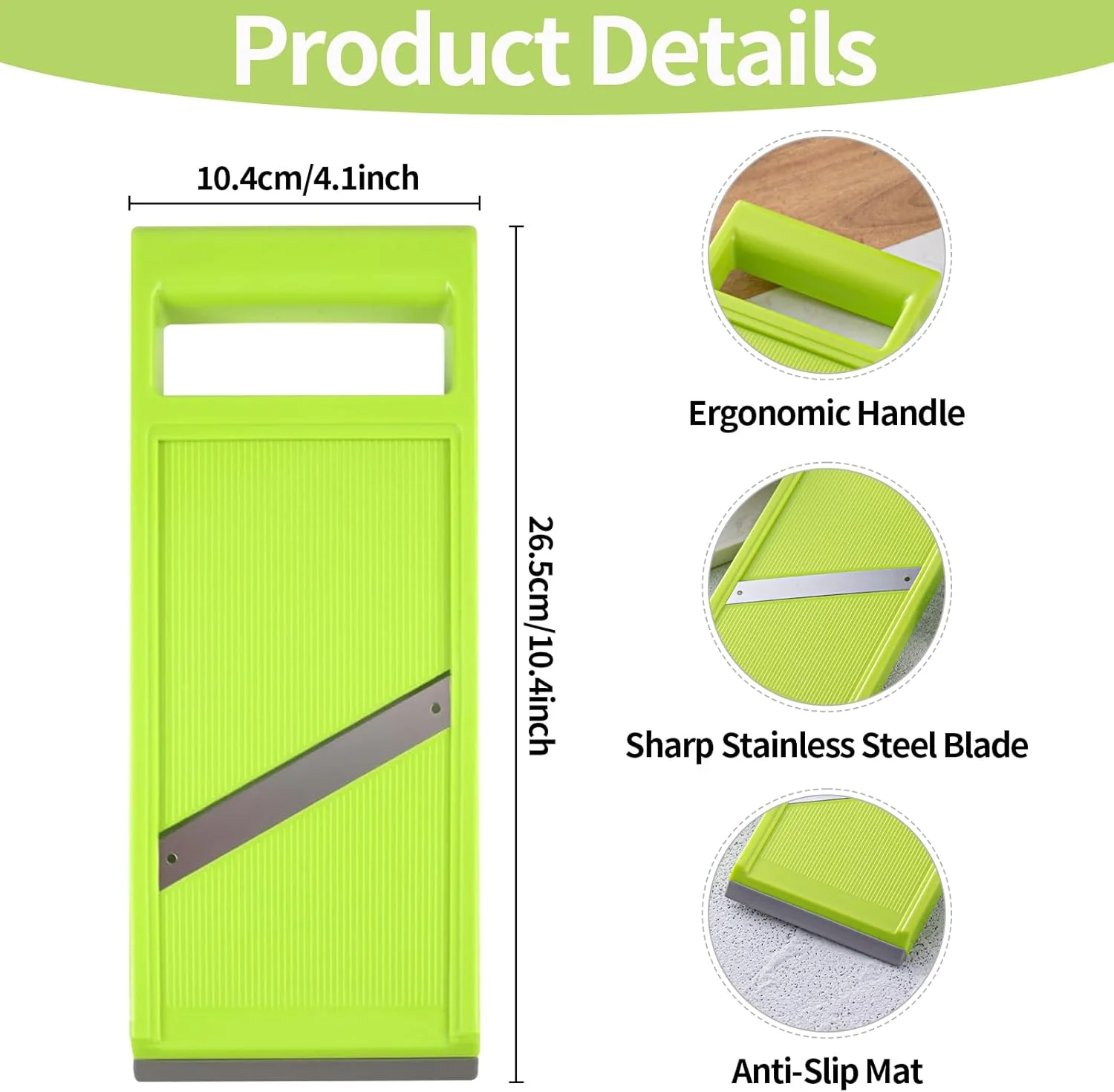 برشگر سبزیجات ماندولین، برشگر دستی خیار، اسلایسر خیار استیل ضد زنگ، خردکن غذا با دسته ارگونومیک، اسلایسر آشپزخانه قابل حمل، سیب زمینی برای پنیر، پیاز، آشپزخانه ها