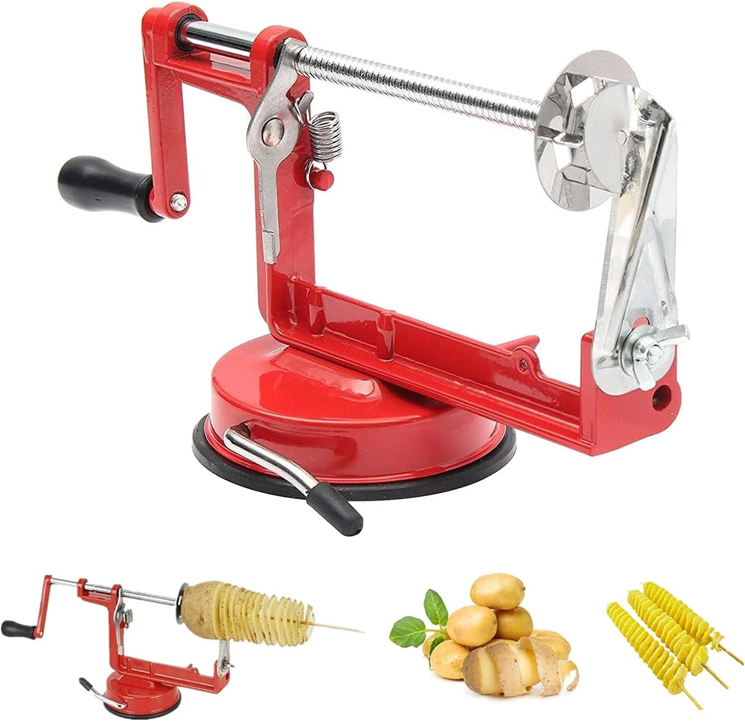 دستگاه برش سیب زمینی TERRIFI، برش دهنده سیب زمینی سرخ کرده، برش دهنده چیپس سیب زمینی مارپیچ گردبادی، برش دهنده دستی سیب زمینی مارپیچ استیل ضد زنگ، برش دهنده سیب زمینی پیچ خورده، لوازم جانبی آشپزخانه ابزار آشپزی