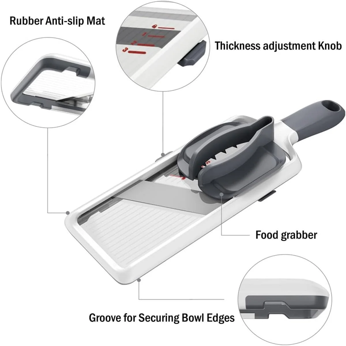 اسلایسر آشپزخانه STAYOUNG - اسلایسر سبزیجات 3 حالته با تیغه استیل ضد زنگ، به همراه محافظ دست، اسلایسر دستی سیب زمینی، اسلایسر سبزیجات دستی ساده و کاربردی به همراه پوست کن سبزیجات