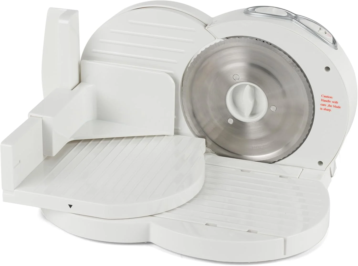 Progress EK3683P Electric Meat Slicer – Non-Slip Deli Food Cutter for Bread/Cheese/Cold Cuts, 17cm Stainless Steel Serrated Blade, Adjustable Thickness 1-15mm, Home Slicing Machine, Food Pusher, 150W