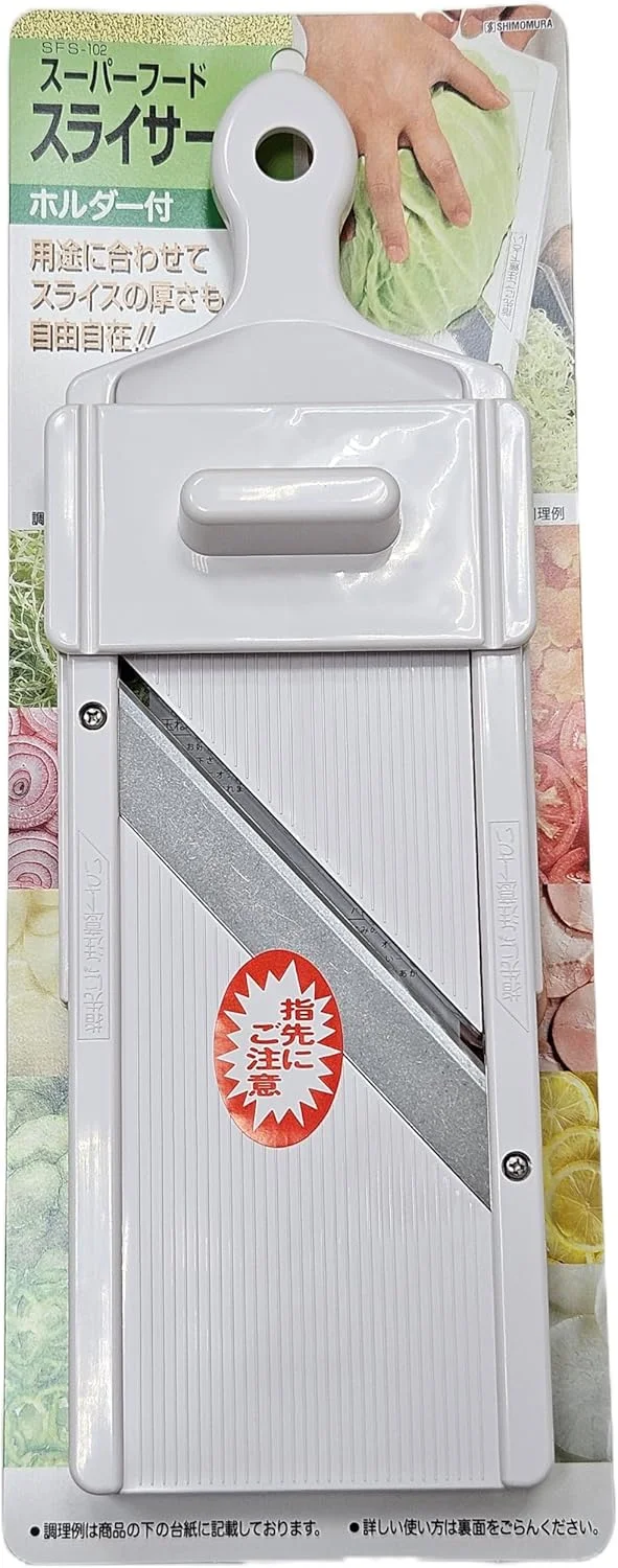 اسلایسر ماندولین حرفه ای ژاپنی، سفید، ضخامت قابل تنظیم با نگهدارنده ایمنی، برش دهنده سبزیجات آشپزخانه برای آشپزی خانگی