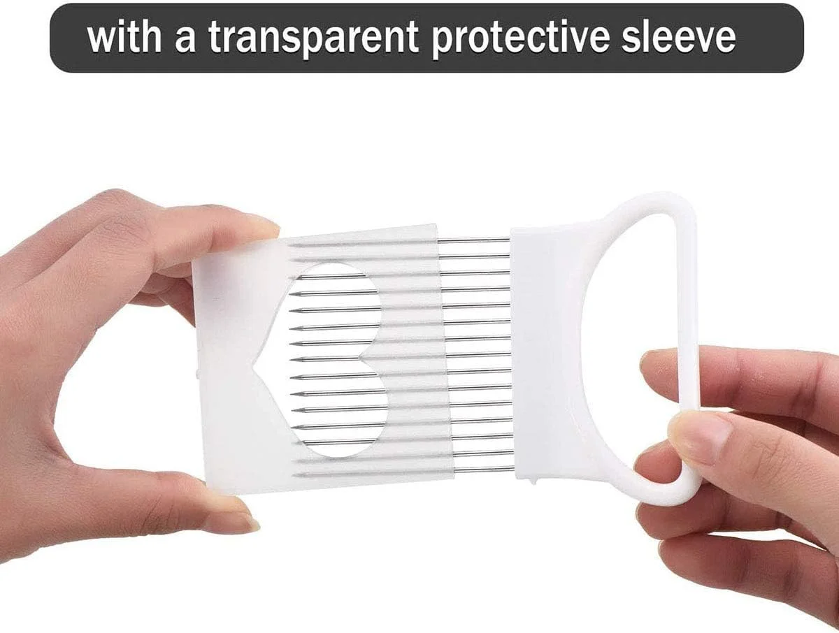 ست 4 عددی نگهدارنده پیاز برای برش: نگهدارنده استیل ضد زنگ گوجه فرنگی، لیمو و سیب زمینی برای برش - ابزار برش پیاز برای برش در آشپزخانه (مدل 1)