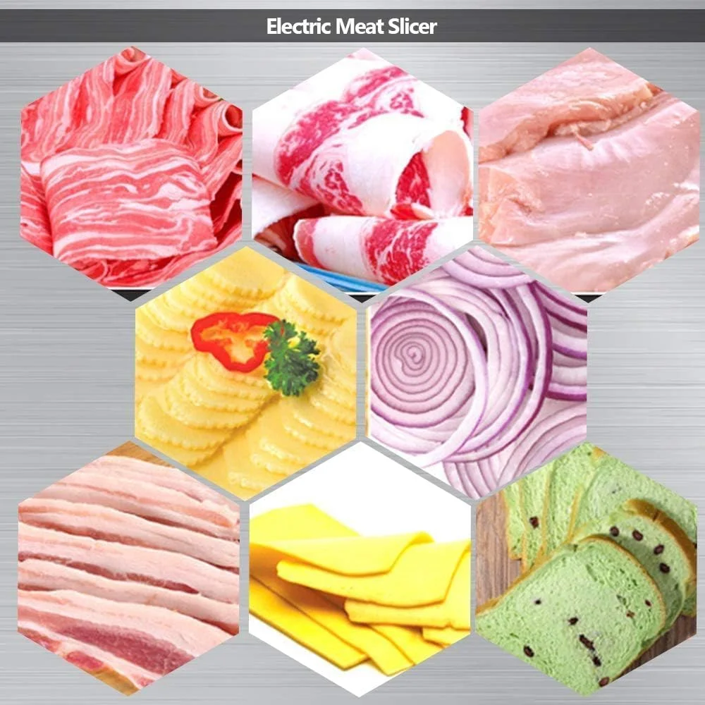 اسلایسر برقی مواد غذایی NovalLife KA18، اسلایسر گوشت، تیغه استیل ضد زنگ 7.5 اینچی قابل جابجایی، برش دهنده نان، میوه، سبزیجات و پنیر، دارای دکمه تنظیم ضخامت اسلایسر برقی مواد غذایی NovalLife KA18، اسلایسر گوشت، تیغه استیل ضد زنگ 7.5 اینچی قابل جابجایی، برش دهنده نان، میوه، سبزیجات و پنیر، دارای دکمه تنظیم ضخامت