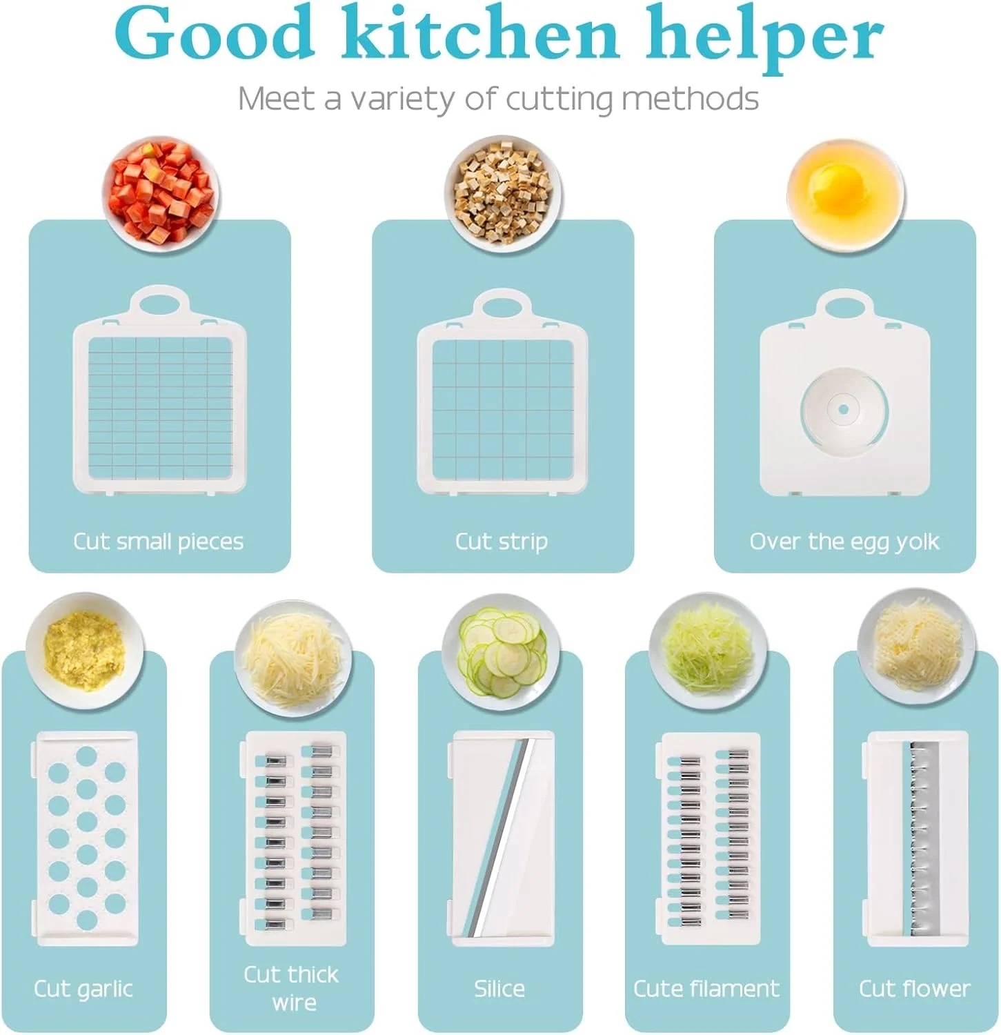 خردکن سبزیجات 14 در 1 NALACAL، اسلایسر و خردکن چند منظوره ماندولین، رنده و برش دستی آشپزخانه برای پیاز، سیر، هویج، سیب زمینی، میوه، سالاد آبی خردکن سبزیجات 14 در 1 NALACAL، اسلایسر و خردکن چند منظوره ماندولین، رنده و برش دستی آشپزخانه برای پیاز، سیر، هویج، سیب زمینی، میوه، سالاد آبی