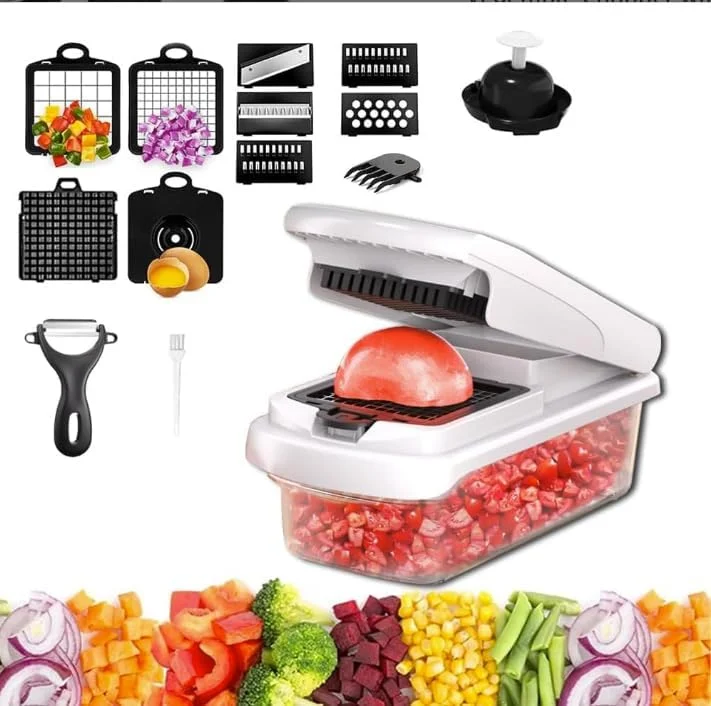 خردکن سبزیجات چند منظوره 15 در 1 با 8 تیغه، اسلایسر سبزیجات با ظرف، اسلایسر ماندولین میوه و سبزیجات برای خانه و آشپزخانه (SC) خردکن سبزیجات چند منظوره 15 در 1 با 8 تیغه، اسلایسر سبزیجات با ظرف، اسلایسر ماندولین میوه و سبزیجات برای خانه و آشپزخانه (SC)