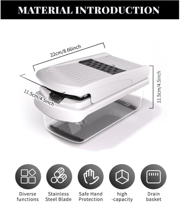 خردکن سبزیجات چند منظوره 15 در 1 با 8 تیغه، اسلایسر سبزیجات با ظرف، اسلایسر ماندولین میوه و سبزیجات برای خانه و آشپزخانه (SC) خردکن سبزیجات چند منظوره 15 در 1 با 8 تیغه، اسلایسر سبزیجات با ظرف، اسلایسر ماندولین میوه و سبزیجات برای خانه و آشپزخانه (SC)