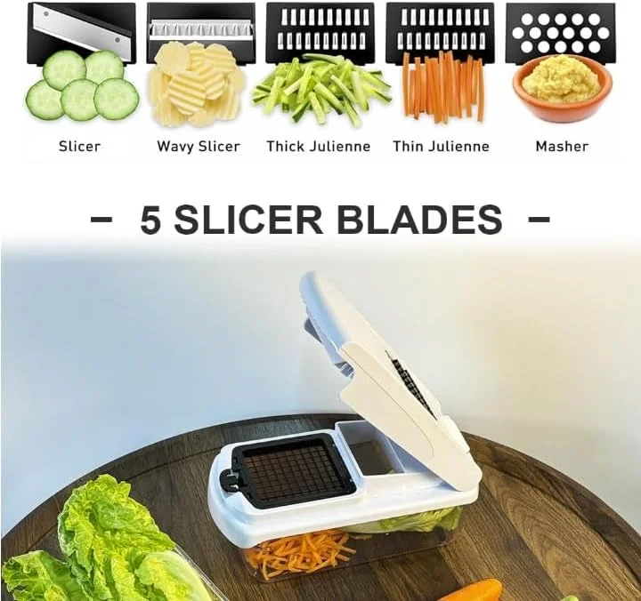 خردکن سبزیجات چند منظوره 15 در 1 با 8 تیغه، اسلایسر سبزیجات با ظرف، اسلایسر ماندولین میوه و سبزیجات برای خانه و آشپزخانه (SC) خردکن سبزیجات چند منظوره 15 در 1 با 8 تیغه، اسلایسر سبزیجات با ظرف، اسلایسر ماندولین میوه و سبزیجات برای خانه و آشپزخانه (SC)