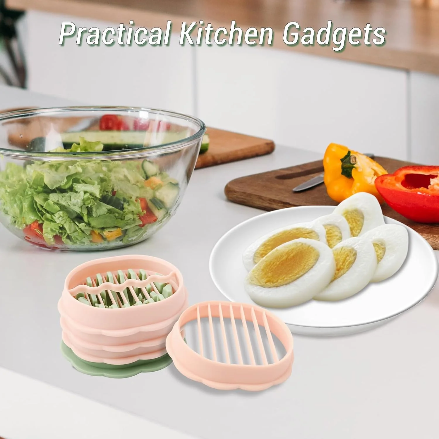 تخم مرغ خردکن چند منظوره برای تخم مرغ آب پز و میوه های نرم، برش دهنده 3 حالته توت فرنگی و میوه، استفاده آسان، ابزار آشپزخانه قابل شستشو در ماشین ظرفشویی، ورقه کن تخم مرغ و ابزار برش میوه