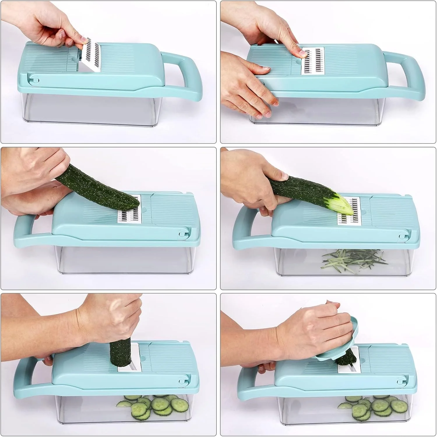 خردکن سبزیجات 14 در 1 NALACAL، اسلایسر و خردکن چند منظوره ماندولین، رنده و برش دستی آشپزخانه برای پیاز، سیر، هویج، سیب زمینی، میوه، سالاد آبی خردکن سبزیجات 14 در 1 NALACAL، اسلایسر و خردکن چند منظوره ماندولین، رنده و برش دستی آشپزخانه برای پیاز، سیر، هویج، سیب زمینی، میوه، سالاد آبی