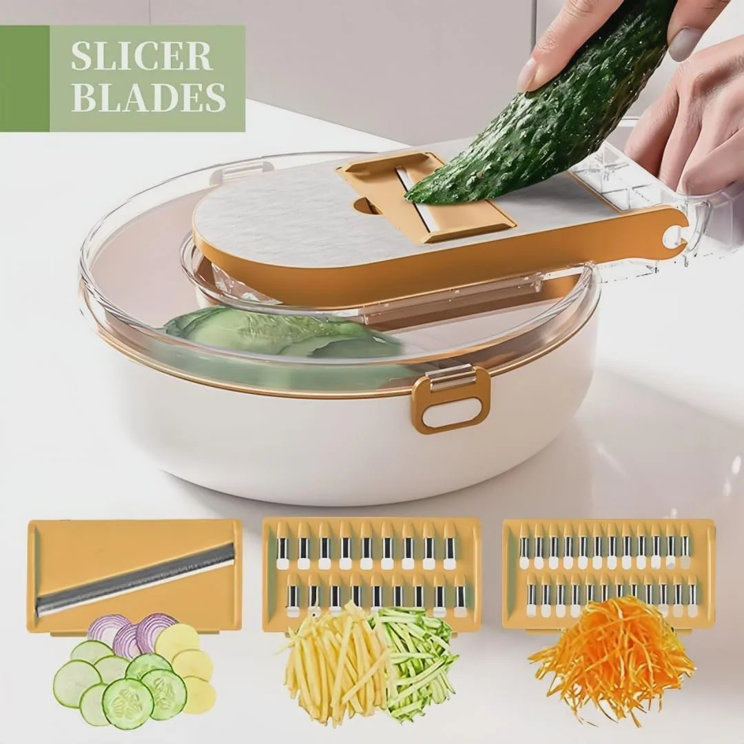ست خردکن سبزیجات چند منظوره 13 در 1 حرفه ای، اسلایسر ماندولین، خردکن پیاز، برش سیب زمینی با تیغه های فولادی ضد زنگ و دستکش ایمنی، ابزار آشپزخانه برای تهیه سالاد، آشپزی سالم ست خردکن سبزیجات چند منظوره 13 در 1 حرفه ای، اسلایسر ماندولین، خردکن پیاز، برش سیب زمینی با تیغه های فولادی ضد زنگ و دستکش ایمنی، ابزار آشپزخانه برای تهیه سالاد، آشپزی سالم