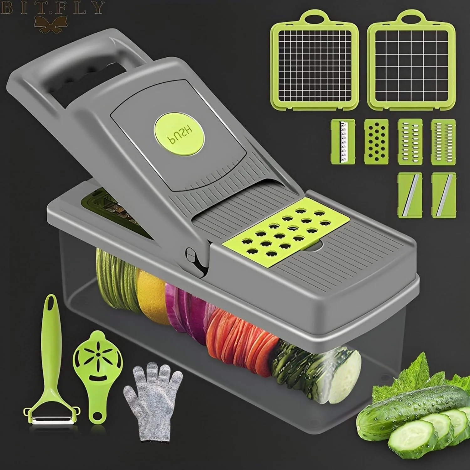 خردکن سبزیجات چند منظوره 16 در 1 - خردکن سبزیجات و میوه - برش دهنده مواد غذایی پنیر سالاد پیاز - آبلیمو گیر تخم مرغ - تیغه های عالی برش استیل ضد زنگ با دستکش و جعبه آشپزخانه رایگان خردکن سبزیجات چند منظوره 16 در 1 - خردکن سبزیجات و میوه - برش دهنده مواد غذایی پنیر سالاد پیاز - آبلیمو گیر تخم مرغ - تیغه های عالی برش استیل ضد زنگ با دستکش و جعبه آشپزخانه رایگان