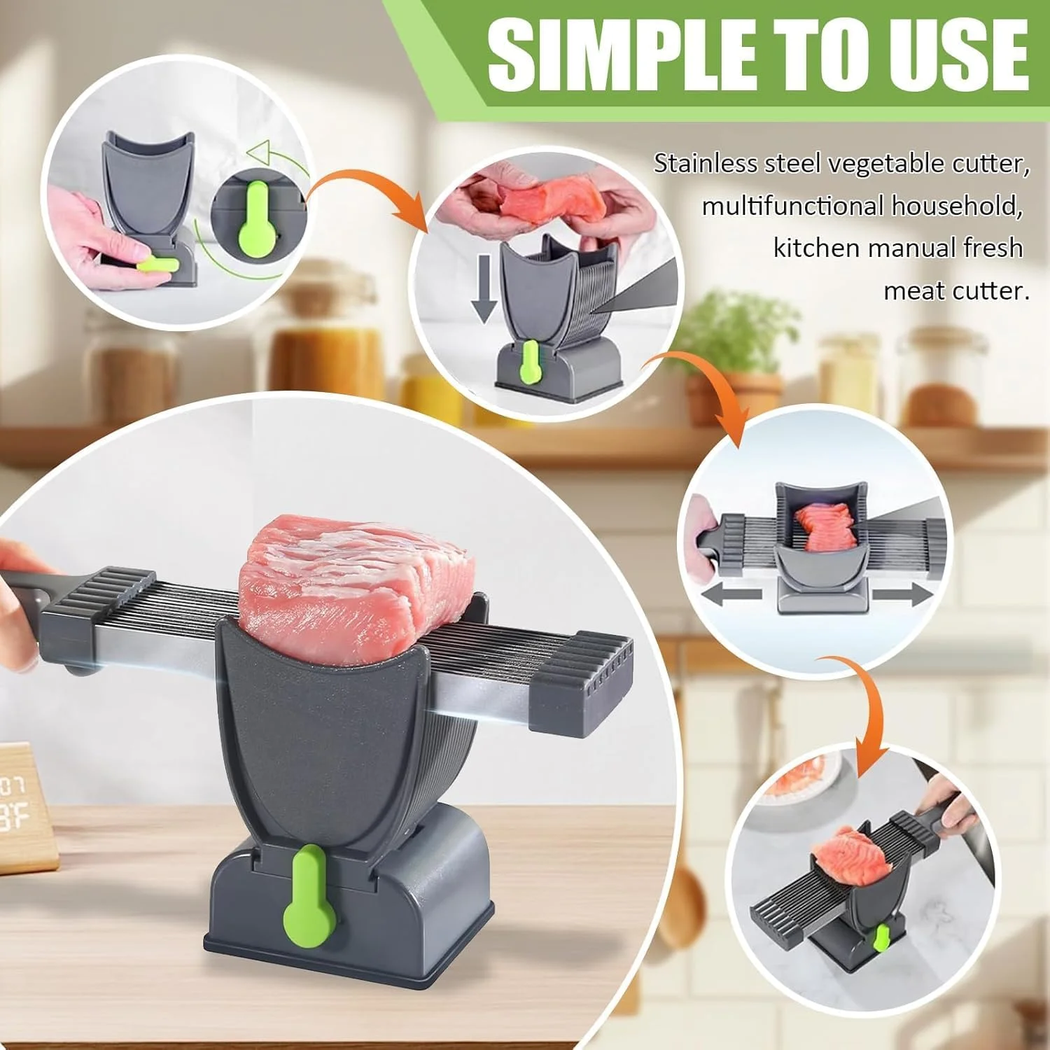 دستگاه برش گوشت خانگی، چاقوی ساطور برش غذا، برش دهنده گوشت برای گوشت خام تازه، تیغه های قابل تنظیم 2-4 میلی متری، برش دهنده گوشت برای گوشت گاو، خوک، مرغ، پخت و پز خانگی و باربیکیو دستگاه برش گوشت خانگی، چاقوی ساطور برش غذا، برش دهنده گوشت برای گوشت خام تازه، تیغه های قابل تنظیم 2-4 میلی متری، برش دهنده گوشت برای گوشت گاو، خوک، مرغ، پخت و پز خانگی و باربیکیو
