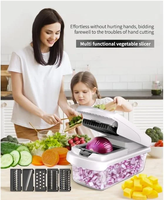 خردکن سبزیجات چند منظوره 15 در 1 با 8 تیغه، اسلایسر سبزیجات با ظرف، اسلایسر ماندولین میوه و سبزیجات برای خانه و آشپزخانه (SC) خردکن سبزیجات چند منظوره 15 در 1 با 8 تیغه، اسلایسر سبزیجات با ظرف، اسلایسر ماندولین میوه و سبزیجات برای خانه و آشپزخانه (SC)