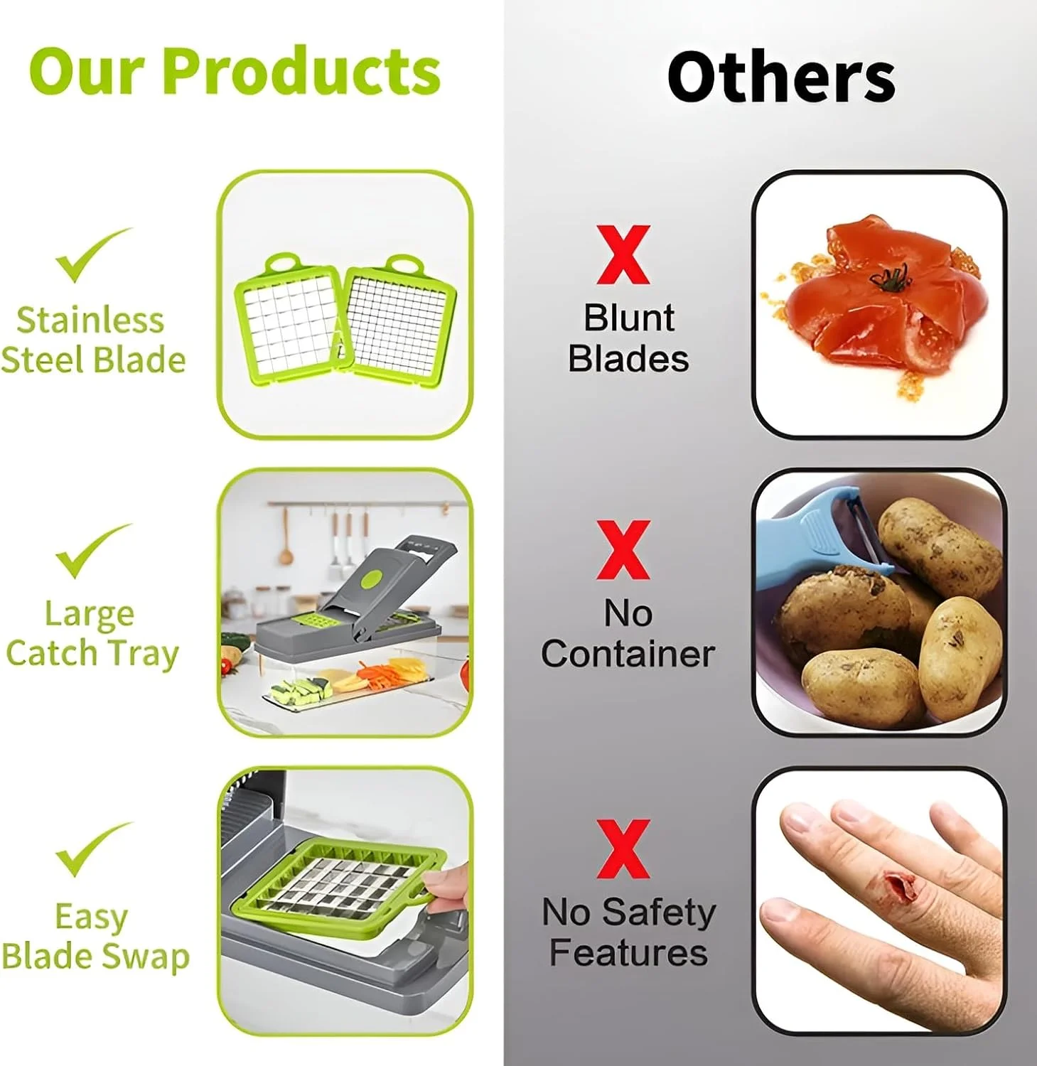 خردکن سبزیجات چند منظوره 16 در 1 - خردکن سبزیجات و میوه - برش دهنده مواد غذایی پنیر سالاد پیاز - آبلیمو گیر تخم مرغ - تیغه های عالی برش استیل ضد زنگ با دستکش و جعبه آشپزخانه رایگان خردکن سبزیجات چند منظوره 16 در 1 - خردکن سبزیجات و میوه - برش دهنده مواد غذایی پنیر سالاد پیاز - آبلیمو گیر تخم مرغ - تیغه های عالی برش استیل ضد زنگ با دستکش و جعبه آشپزخانه رایگان