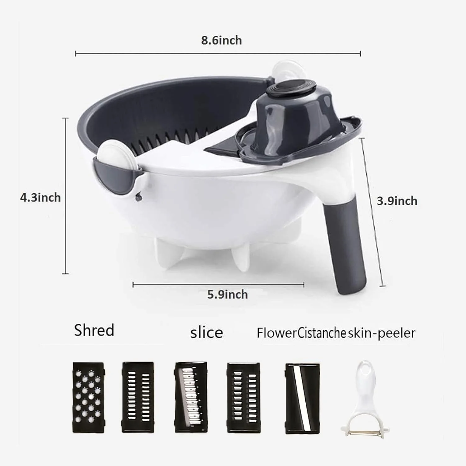 دستگاه برش سبزیجات جادویی چرخشی 7 در 1 چند منظوره با سبد تخلیه، خردکن سبزیجات با ظرفیت بزرگ، رنده خردکن سبزیجات، برش دهنده قابل حمل، ابزار آشپزخانه با 5 تیغه خردکن دستگاه برش سبزیجات جادویی چرخشی 7 در 1 چند منظوره با سبد تخلیه، خردکن سبزیجات با ظرفیت بزرگ، رنده خردکن سبزیجات، برش دهنده قابل حمل، ابزار آشپزخانه با 5 تیغه خردکن