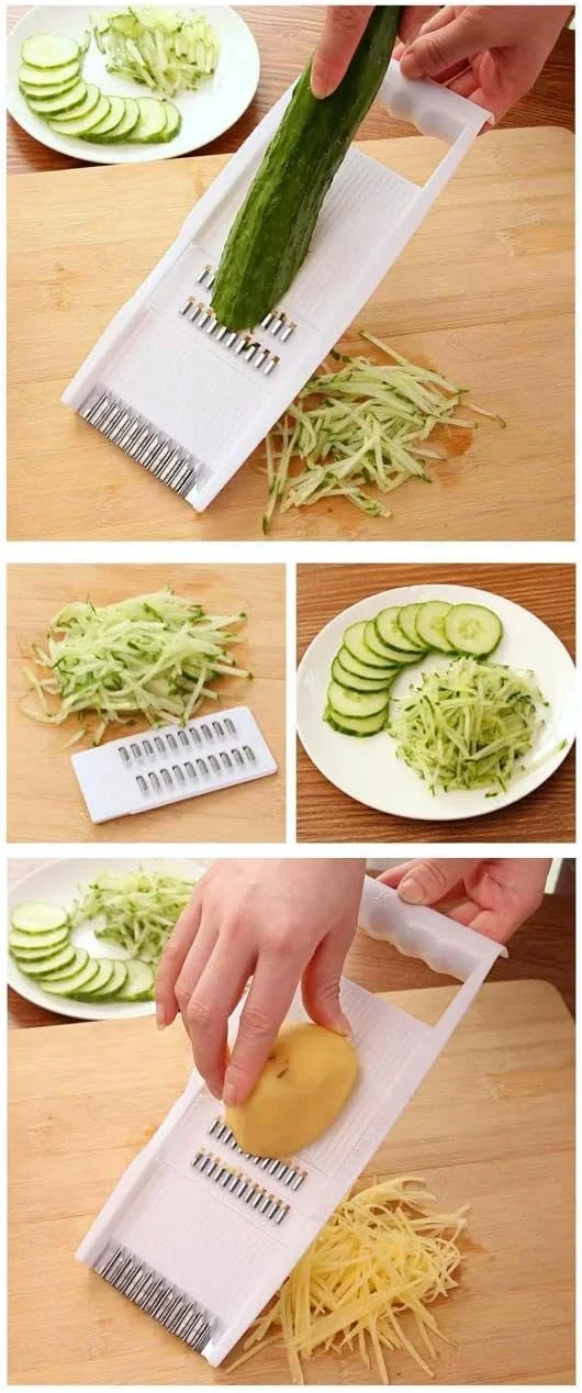 اسلایسر چندکاره 6 در 1 برای سبزیجات و میوه ها - اسلایسر قابل تنظیم چند منظوره با تیغه های استیل ضد زنگ، رنده، رشته کن و برش موجی - ابزار آماده سازی غذا در آشپزخانه با دسته ایمنی اسلایسر چندکاره 6 در 1 برای سبزیجات و میوه ها - اسلایسر قابل تنظیم چند منظوره با تیغه های استیل ضد زنگ، رنده، رشته کن و برش موجی - ابزار آماده سازی غذا در آشپزخانه با دسته ایمنی