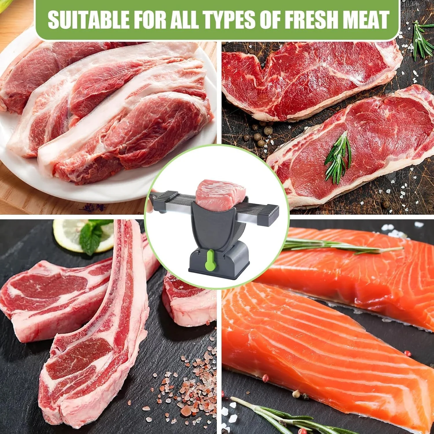 دستگاه برش گوشت خانگی، چاقوی ساطور برش غذا، برش دهنده گوشت برای گوشت خام تازه، تیغه های قابل تنظیم 2-4 میلی متری، برش دهنده گوشت برای گوشت گاو، خوک، مرغ، پخت و پز خانگی و باربیکیو دستگاه برش گوشت خانگی، چاقوی ساطور برش غذا، برش دهنده گوشت برای گوشت خام تازه، تیغه های قابل تنظیم 2-4 میلی متری، برش دهنده گوشت برای گوشت گاو، خوک، مرغ، پخت و پز خانگی و باربیکیو