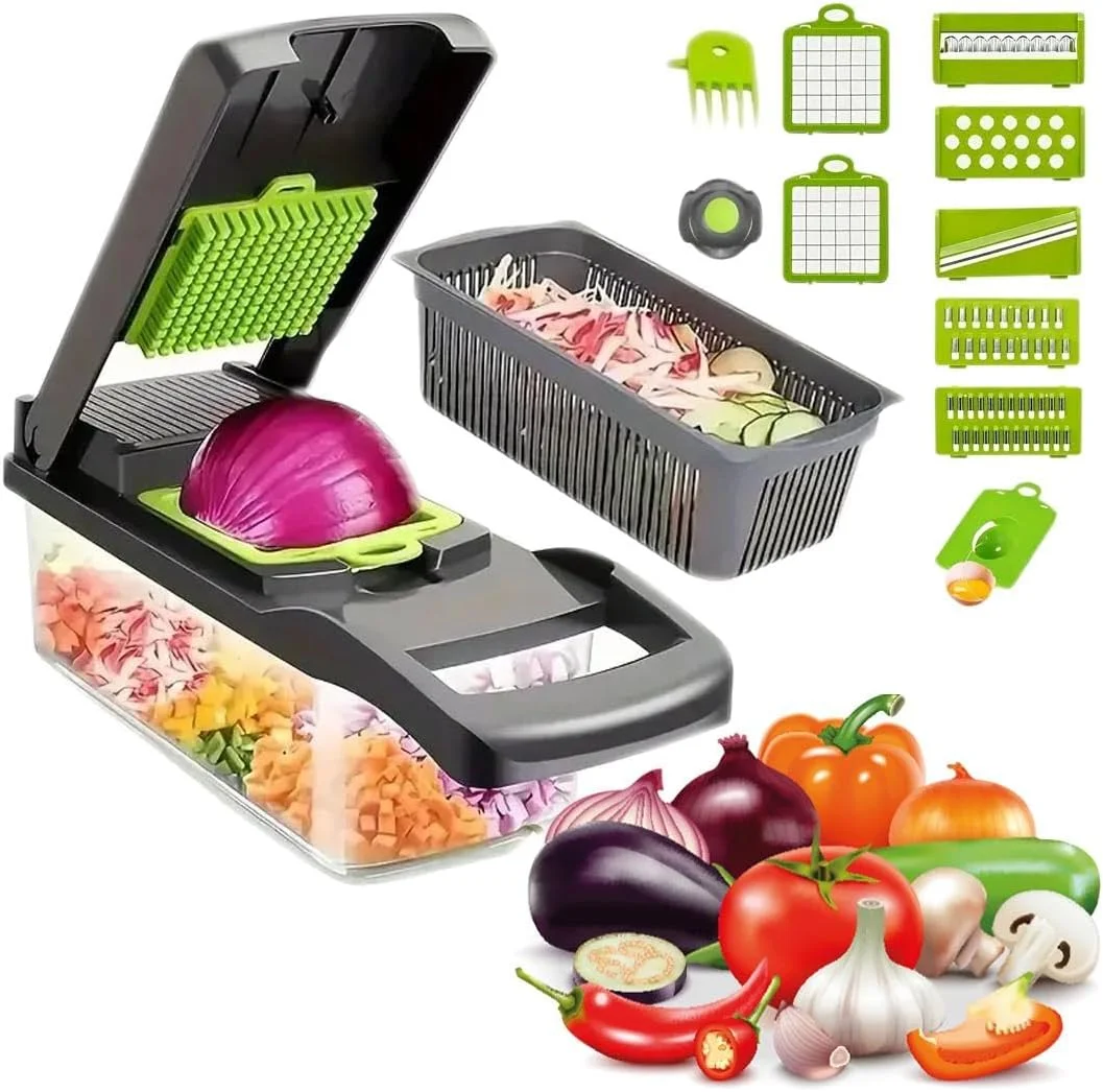 ایده های آشپزخانه، اسلایسر سبزیجات 16 تکه (خاکستری، 1) اسلایسر سبزیجات دستی 16 تکه، خردکن سبزیجات، خردکن غذا، برش دهنده پیاز. ایده های آشپزخانه، اسلایسر سبزیجات 16 تکه (خاکستری، 1) اسلایسر سبزیجات دستی 16 تکه، خردکن سبزیجات، خردکن غذا، برش دهنده پیاز.