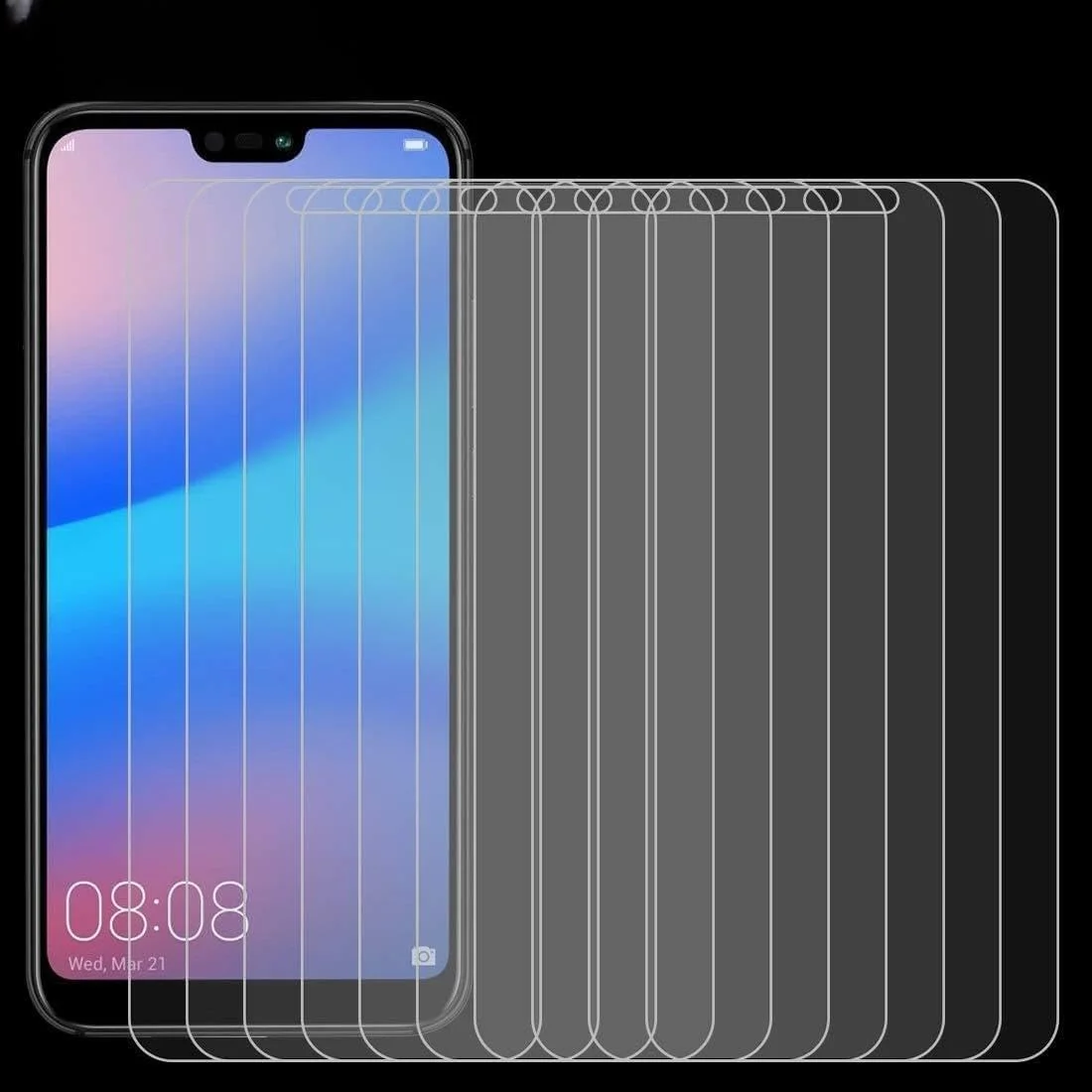 محافظ صفحه نمایش 100 عددی برای هوآوی P20 لایت، ضخامت 0.26 میلی متر، سختی سطح 9H، شیشه حرارت دیده ضد انفجار 2.5D، لوازم جانبی تلفن همراه