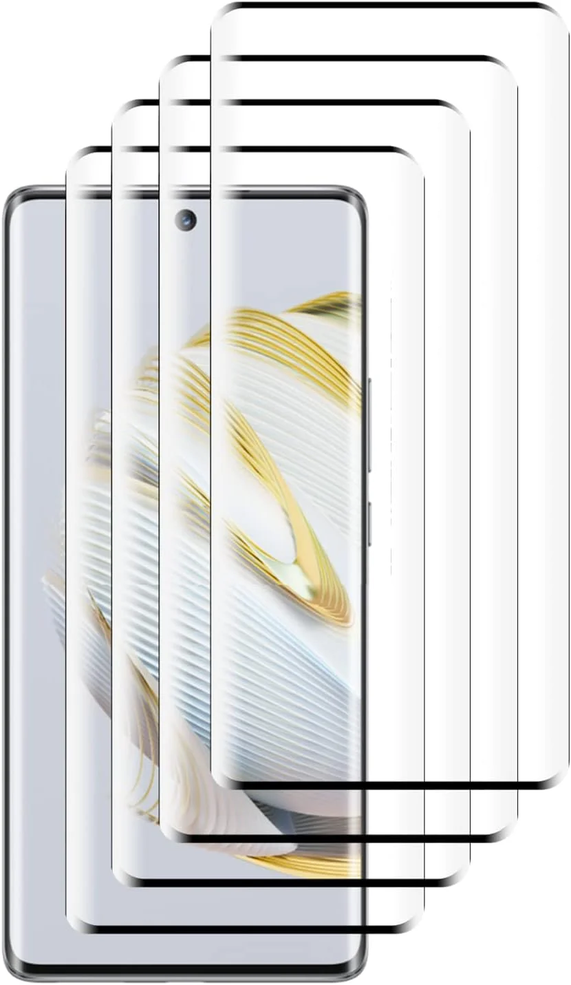 محافظ صفحه نمایش [4 عدد] سازگار با هوآوی P60، محافظ صفحه نمایش هوآوی P60، محافظ صفحه نمایش شیشه ای حرارت دیده [سختی 9H] - مشکی