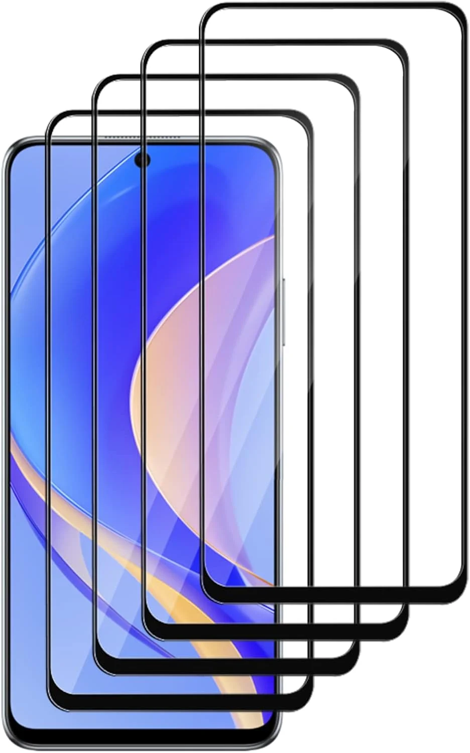 محافظ صفحه نمایش شیشه ای GMUJIAO سازگار با هوآوی نوا Y90 [بسته 4 عددی]، فیلم شیشه ای حرارت دیده، محافظت عالی در برابر شکستن، سختی 9H - مشکی