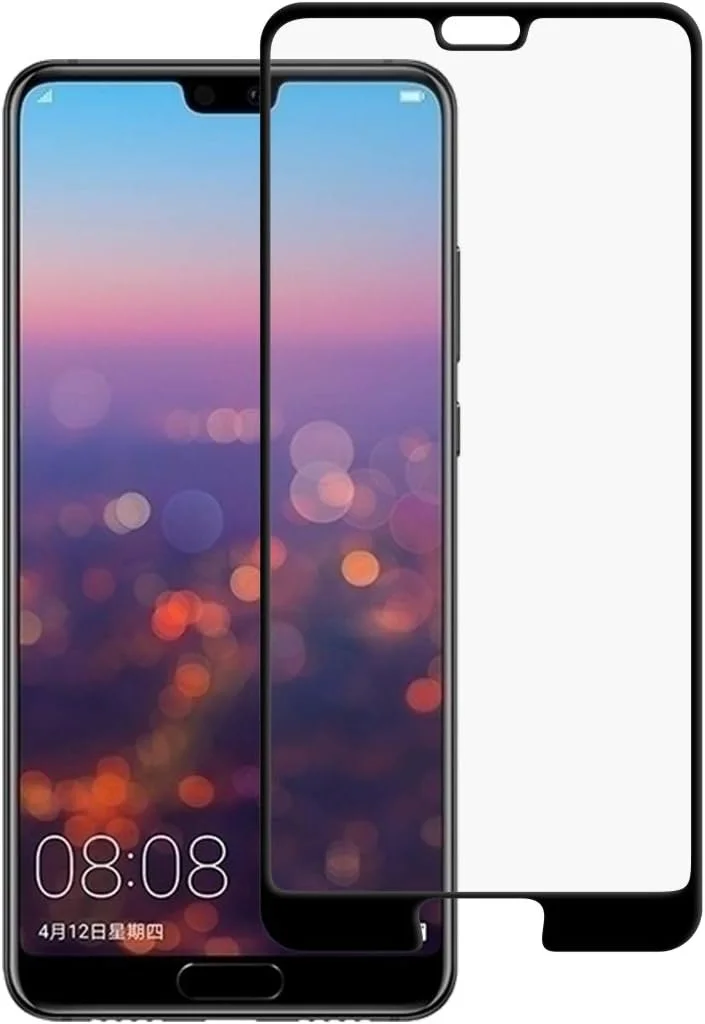محافظ صفحه نمایش GHZHEGIZHUND شیشه حرارت دیده 9H با چاپ ابریشمی تمام صفحه برای لوازم جانبی تلفن های همراه Huawei P20