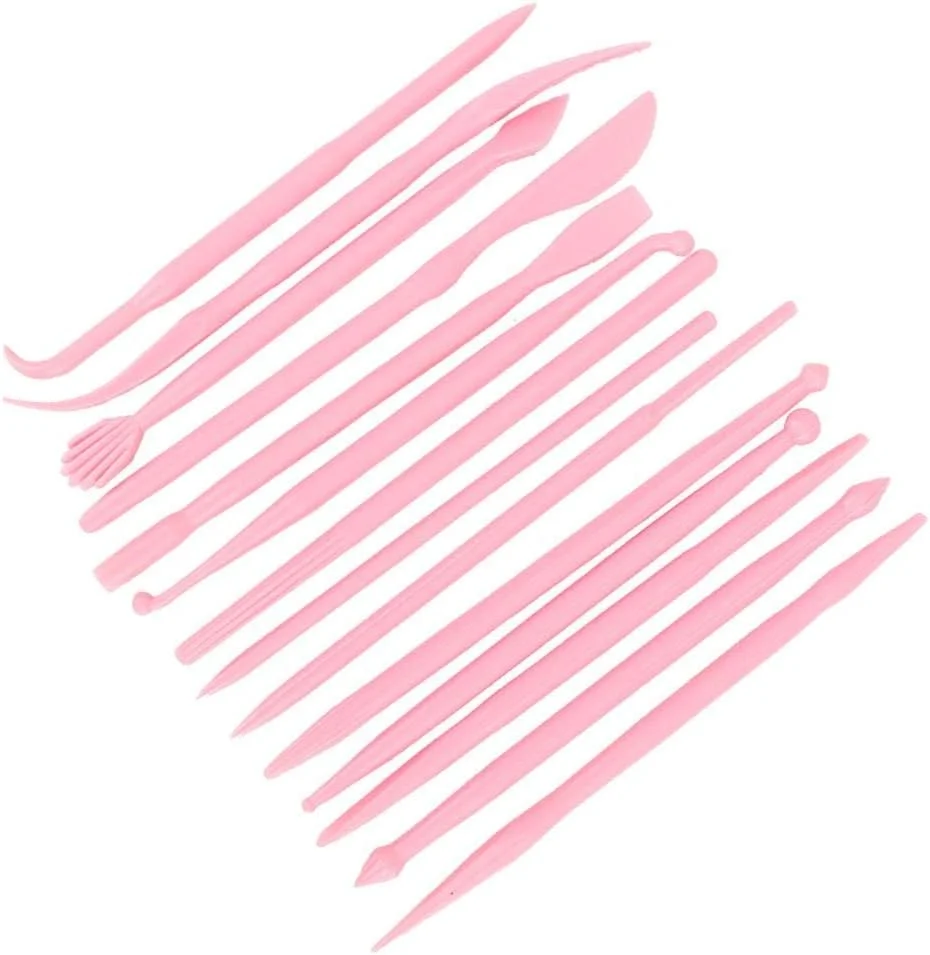 ابزار مجسمه سازی رسی، 14 عدد ابزار سفالگری حکاکی نرم با ظاهر جمع و جور، عمر طولانی برای خاک رس نرم خانگی (صورتی)