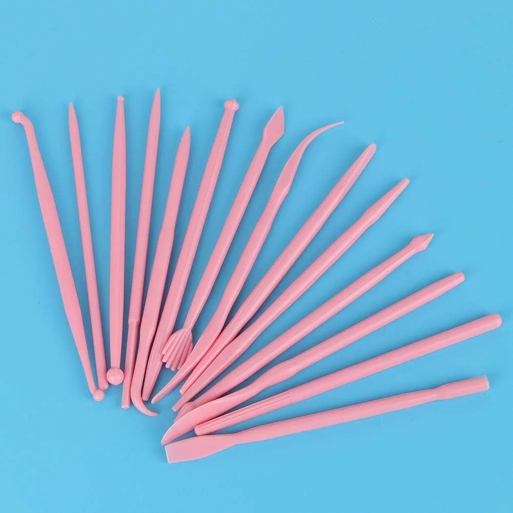 ابزار مجسمه سازی رسی، 14 عدد ابزار سفالگری حکاکی نرم با ظاهر جمع و جور، عمر طولانی برای خاک رس نرم خانگی (صورتی)