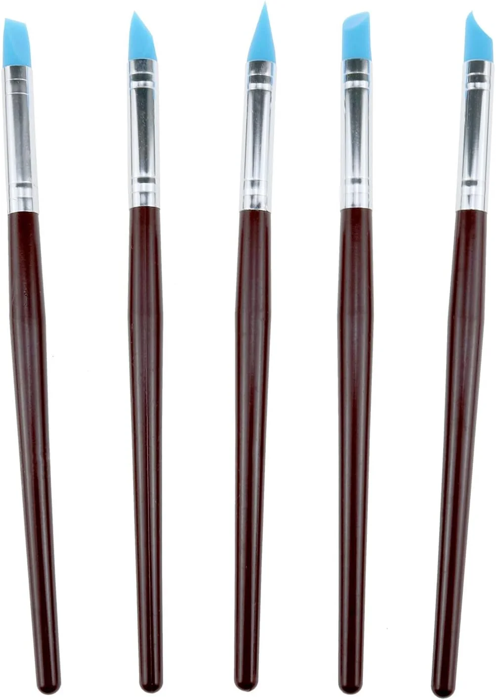 ابزار مجسمه سازی خمیر سیلیکونی Yocimango، ابزار مدل سازی و تزئین، قلم سفالی با برس سیلیکونی و سر لاستیکی، مناسب برای سفالگری، سنگ، ناخن، مخلوط کردن، طراحی - 5 عدد در هر مجموعه