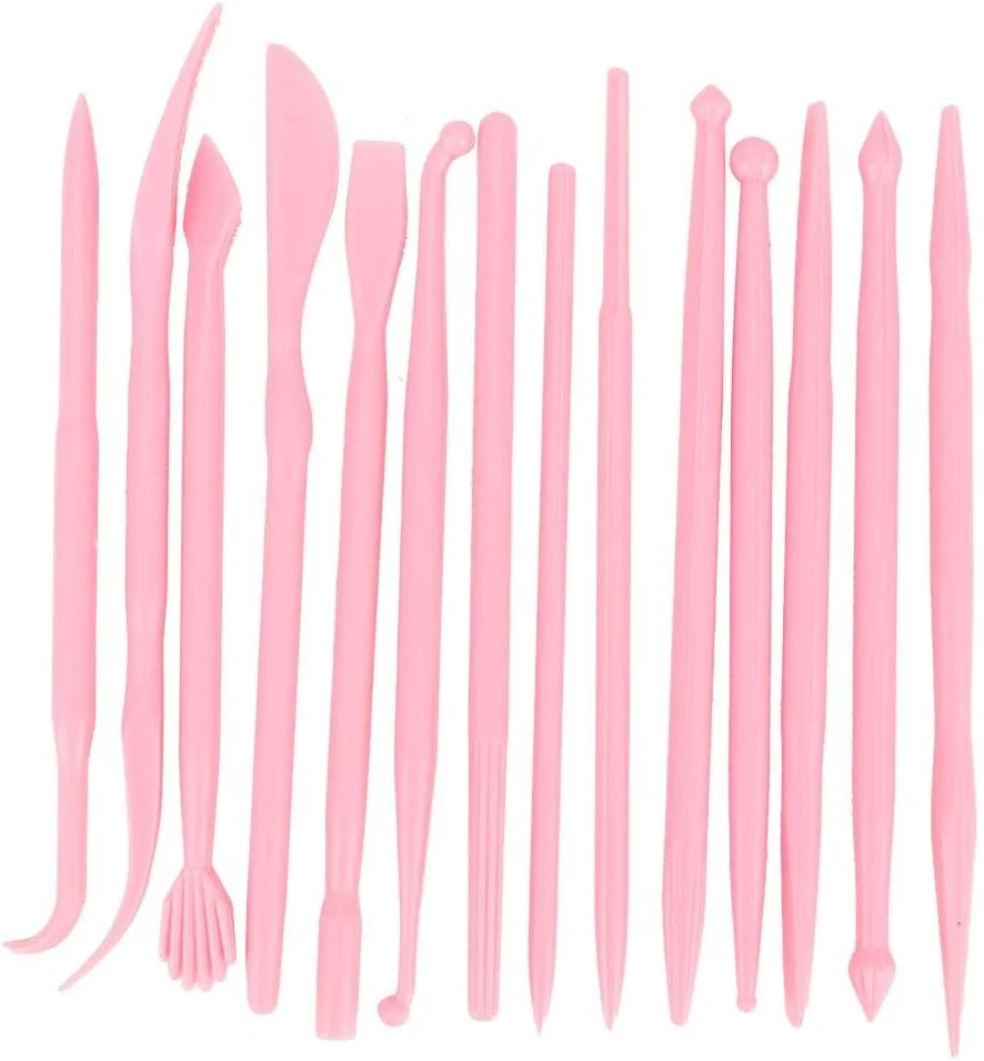 ابزار مجسمه سازی رسی، 14 عدد ابزار سفالگری حکاکی نرم با ظاهر جمع و جور، عمر طولانی برای خاک رس نرم خانگی (صورتی)