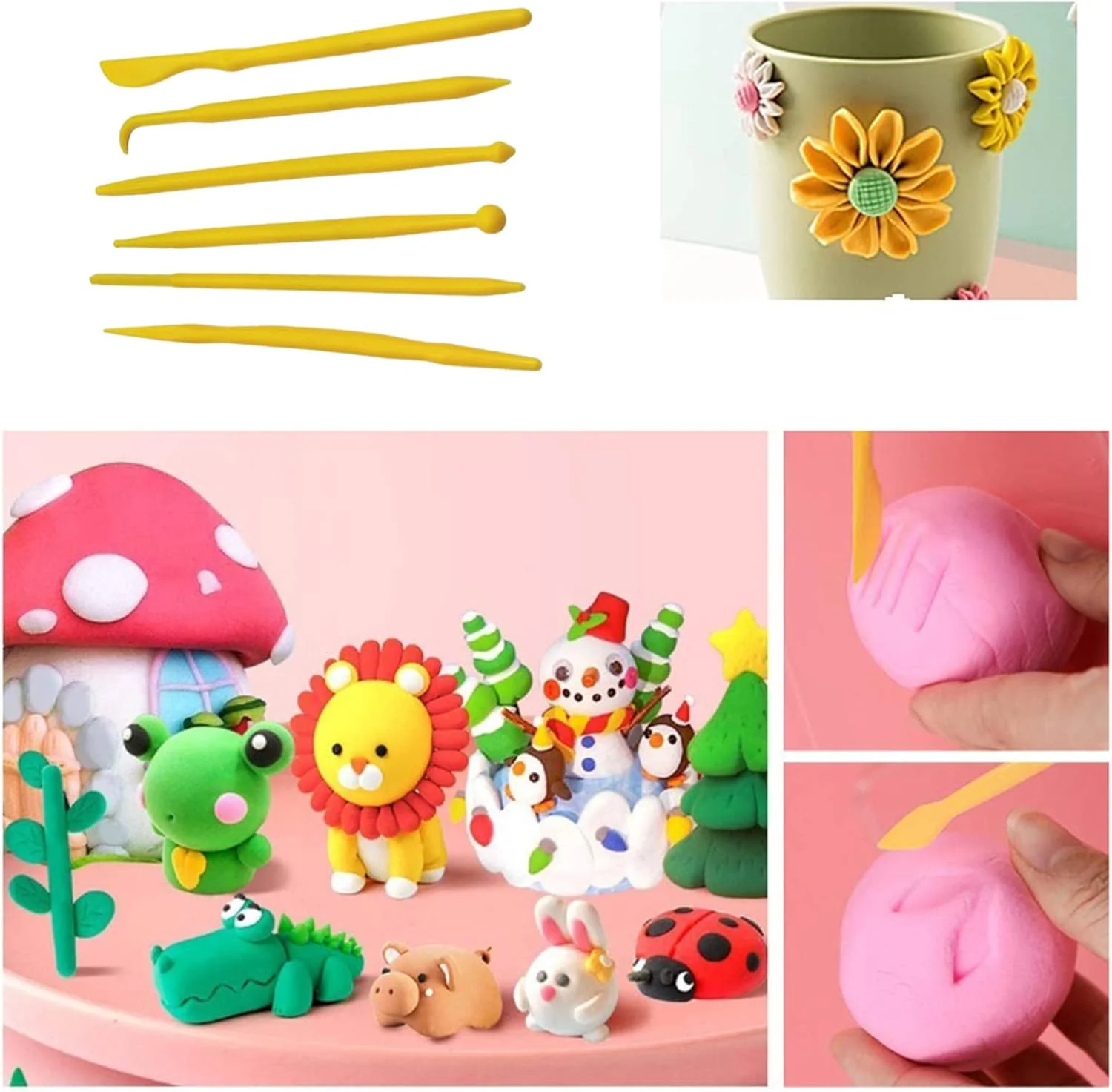 ابزار مجسمه سازی رسی بادوام، کیت مدل سازی رسی DIY برای سفالگری، مدل سازی رسی، نقاشی، بافت دهی، جزئیات، 6/14 عددی، ابزار مدل سازی رسی برای کودکان، پلاستیکی، سفالگری رسی، پخت و پز، تزئین