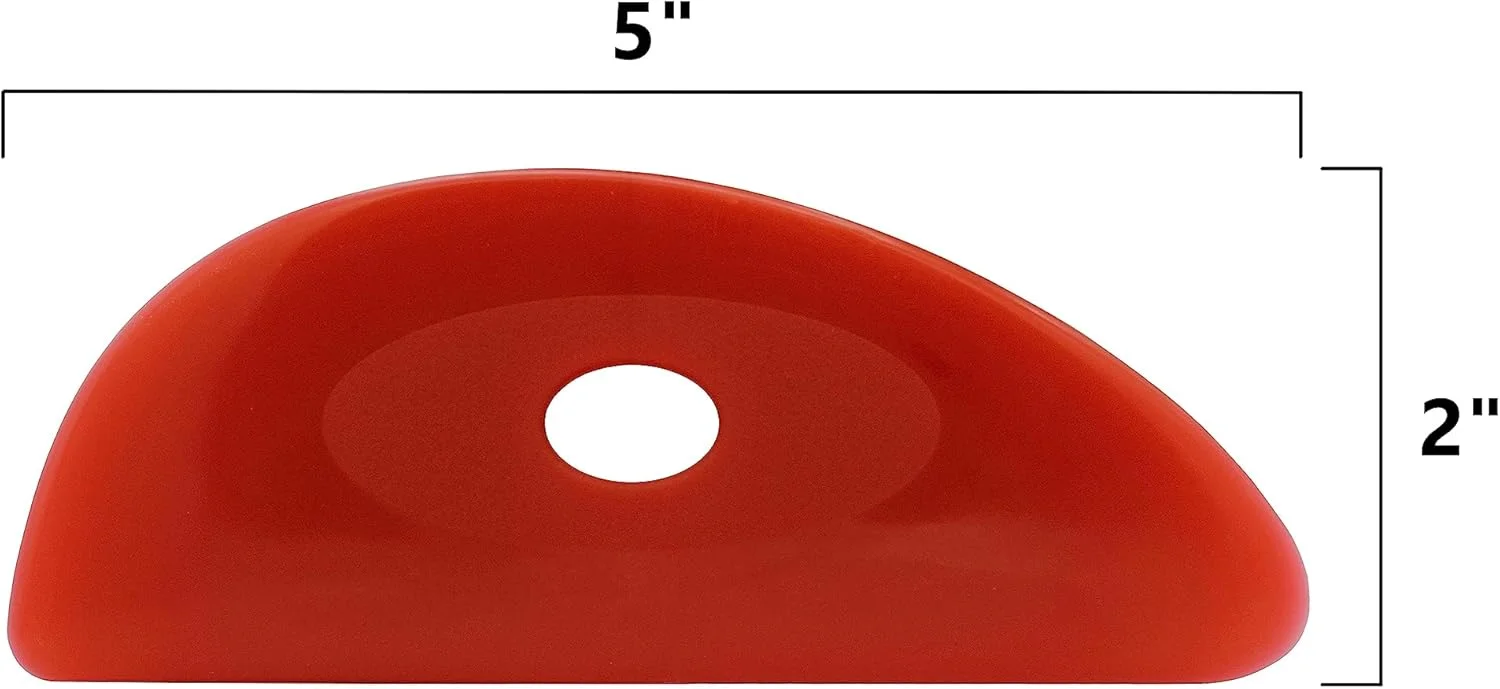 ابزار سفالگری سیلیکونی نرم قرمز Creative Hobbies - بسته 2 عددی | ابزار مجسمه سازی سرامیکی فوق العاده نرم برای پرداخت صاف و از بین بردن اثر انگشت | ابزار ضروری برای سفالگران (شکل 3)