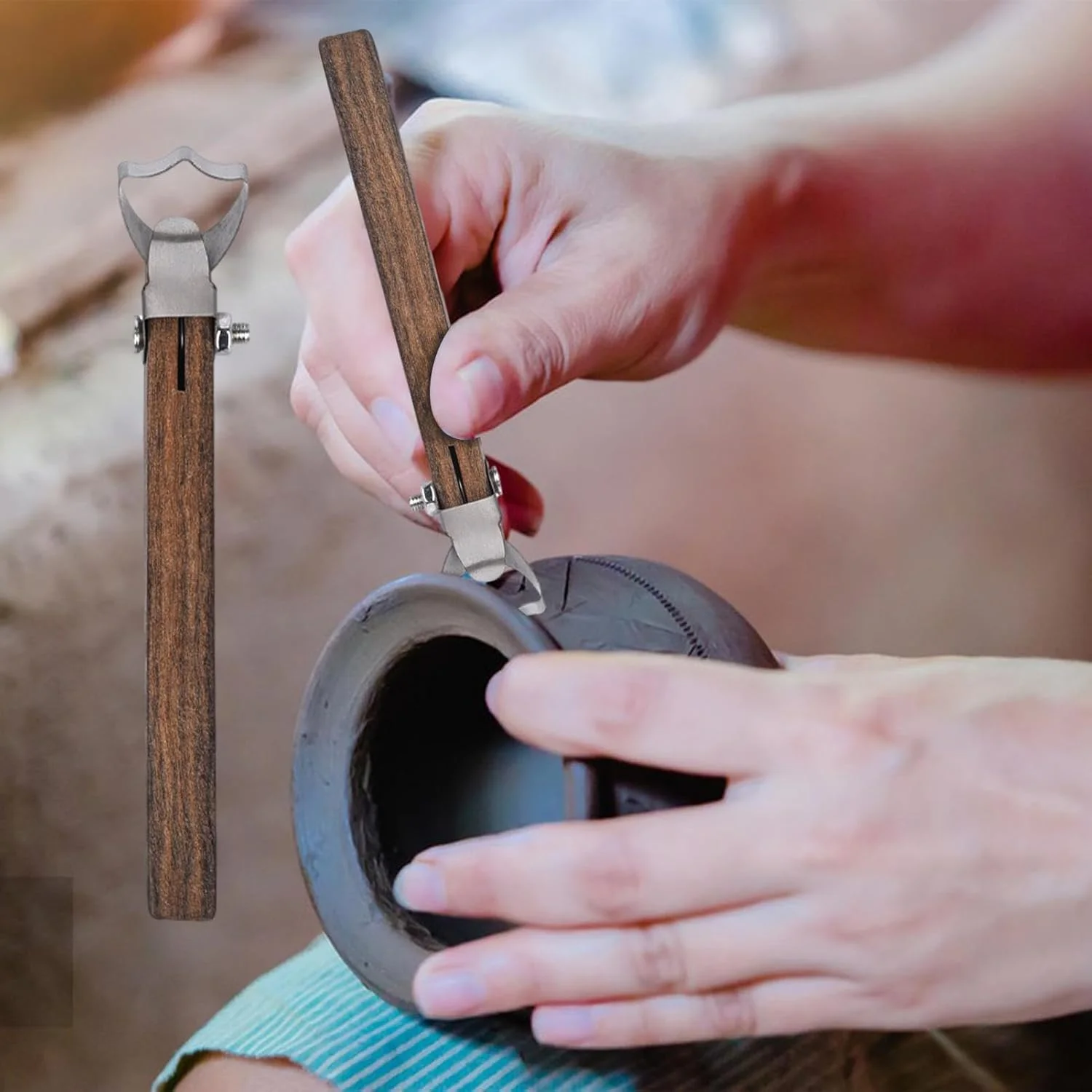 ابزار سفالگری - سازنده دسته فنجان ضخیم قابل تنظیم - ابزار ساخت فنجان صنایع دستی مجسمه سازی خاک رس 12.5x2x1 سانتی متر